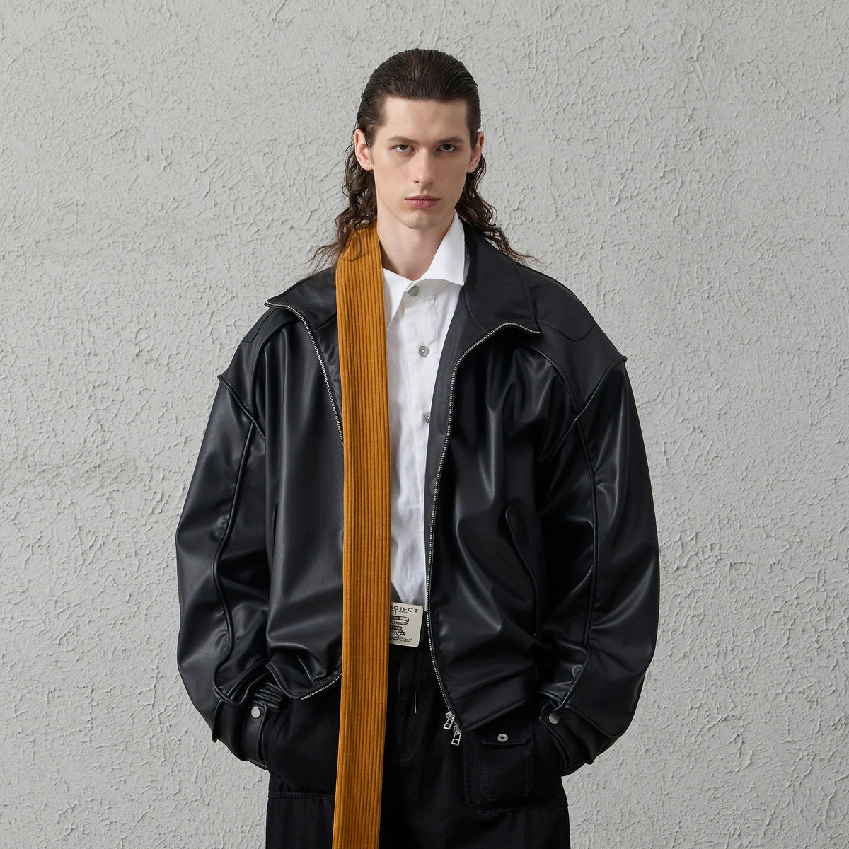 ORGANIC EMOTION Faux Leather Piped Seam Jacket