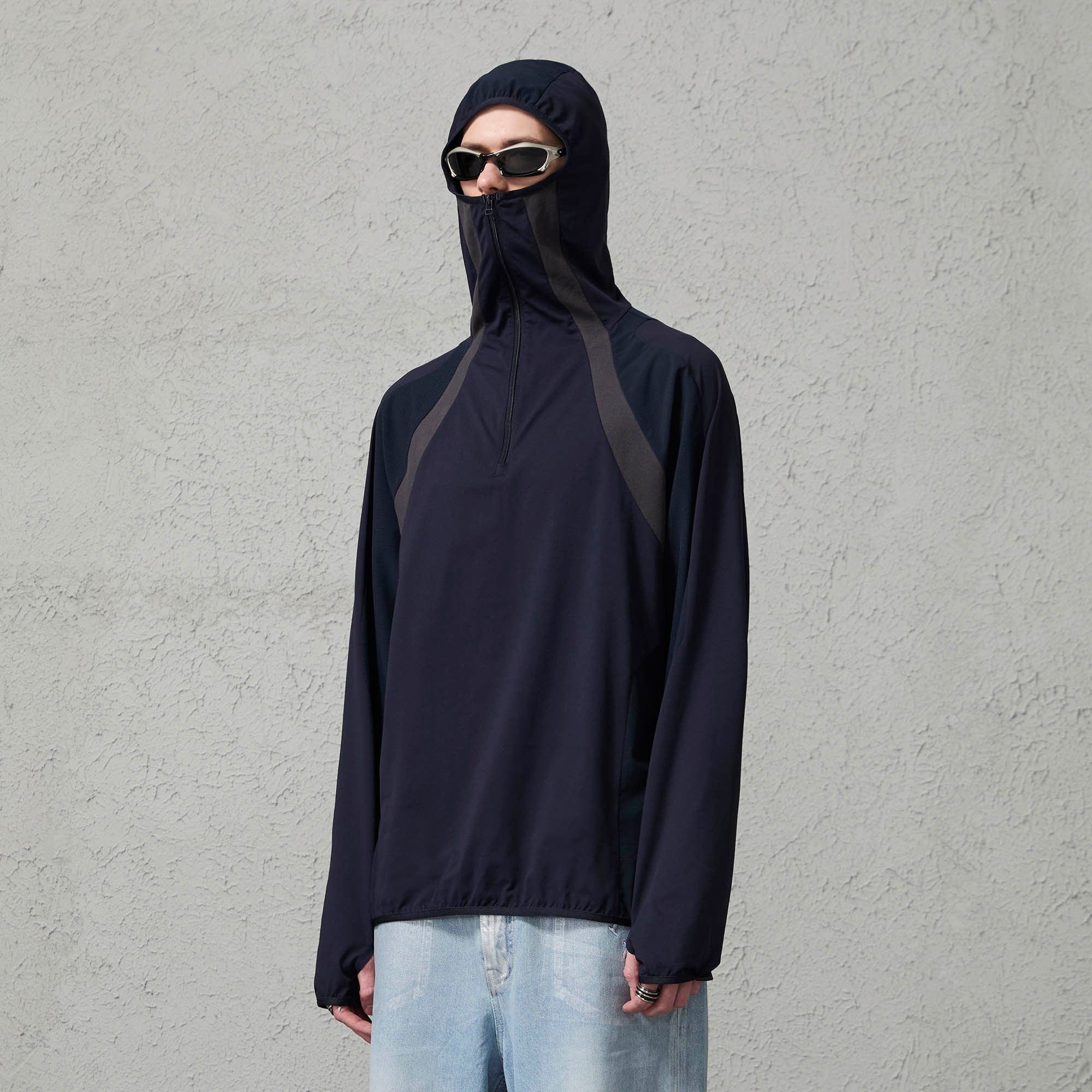ORGANIC EMOTION Contrast Spliced Hooded Sorona Pullover Jacket