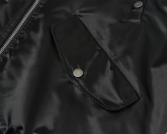 SAVAGEGROWTHWORLD Embroidered Ruched-Sleeve Reflective-Stripe Bomber