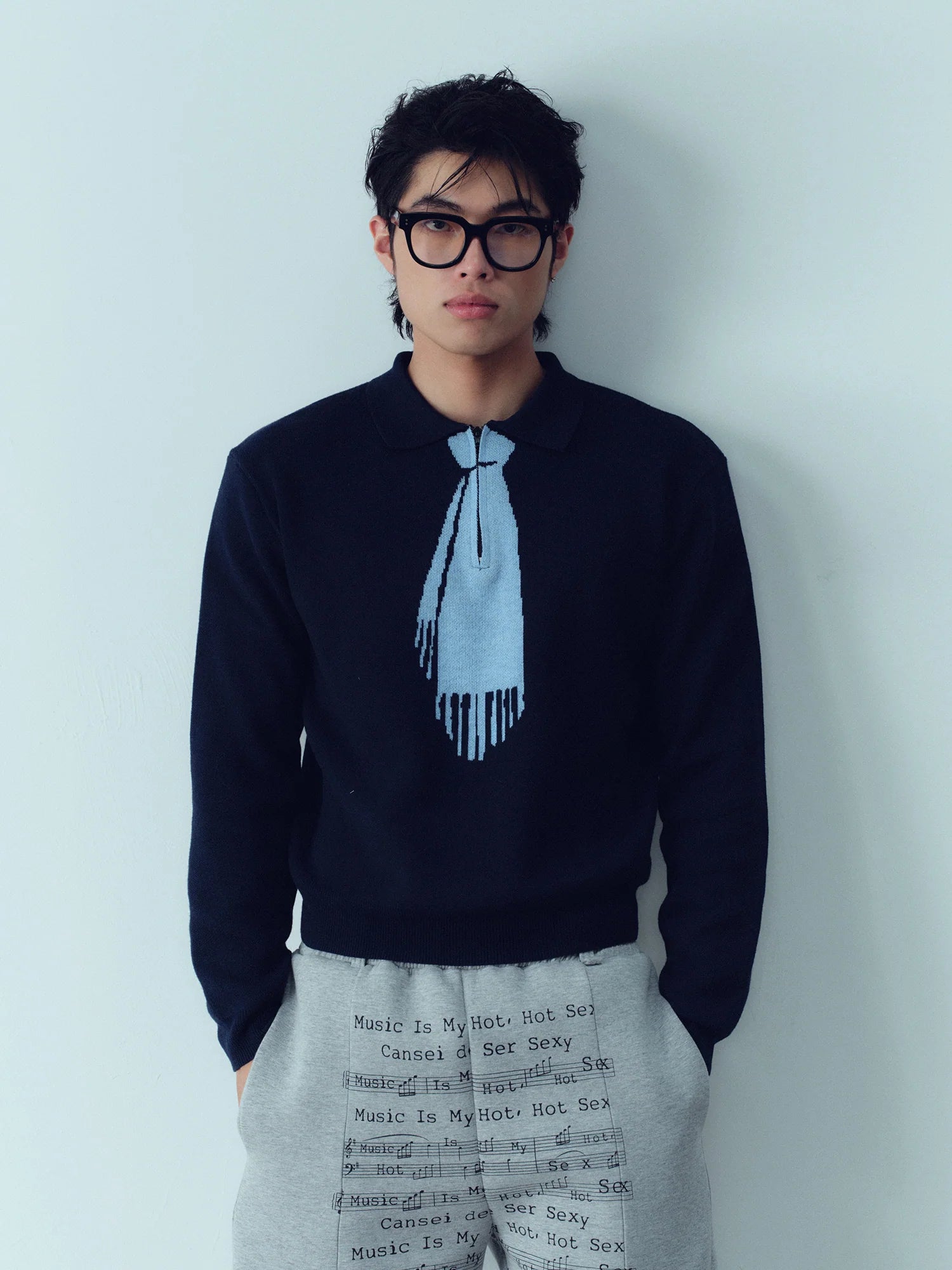 KADAKADA Tie-Jacquard Wool-Blend Sweater