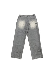 RICHILL Distressed Pinstriped Embroidered Jeans
