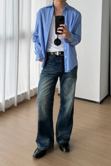 OKAYTHXBYE Wrinkled Washed Wide-Leg Jeans