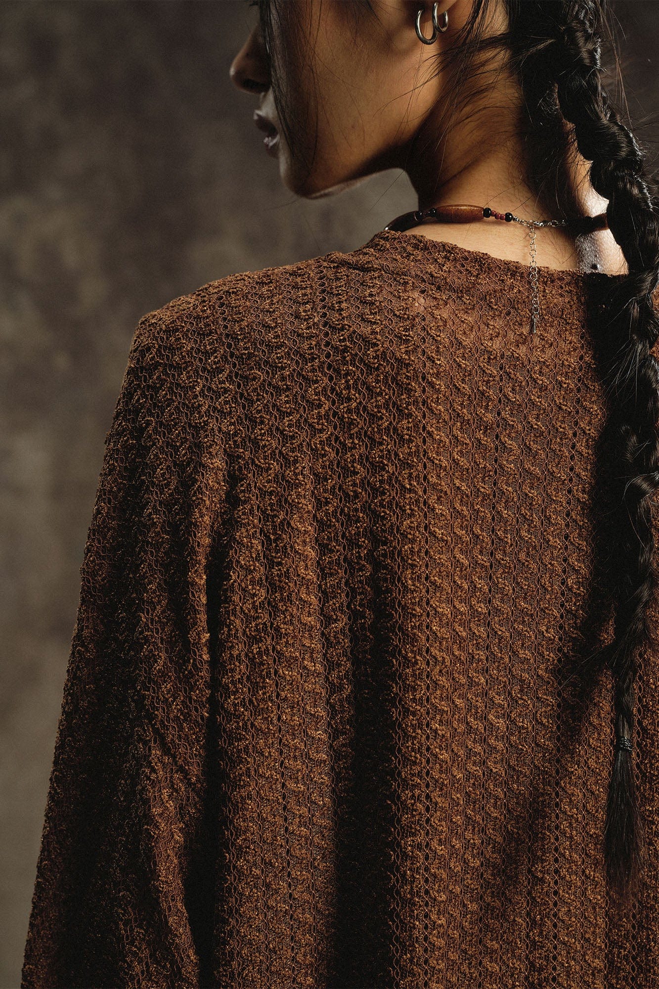 GONGHE REPUB Lightweight Wave-Knitted Openwork Long-Sleeve Tee