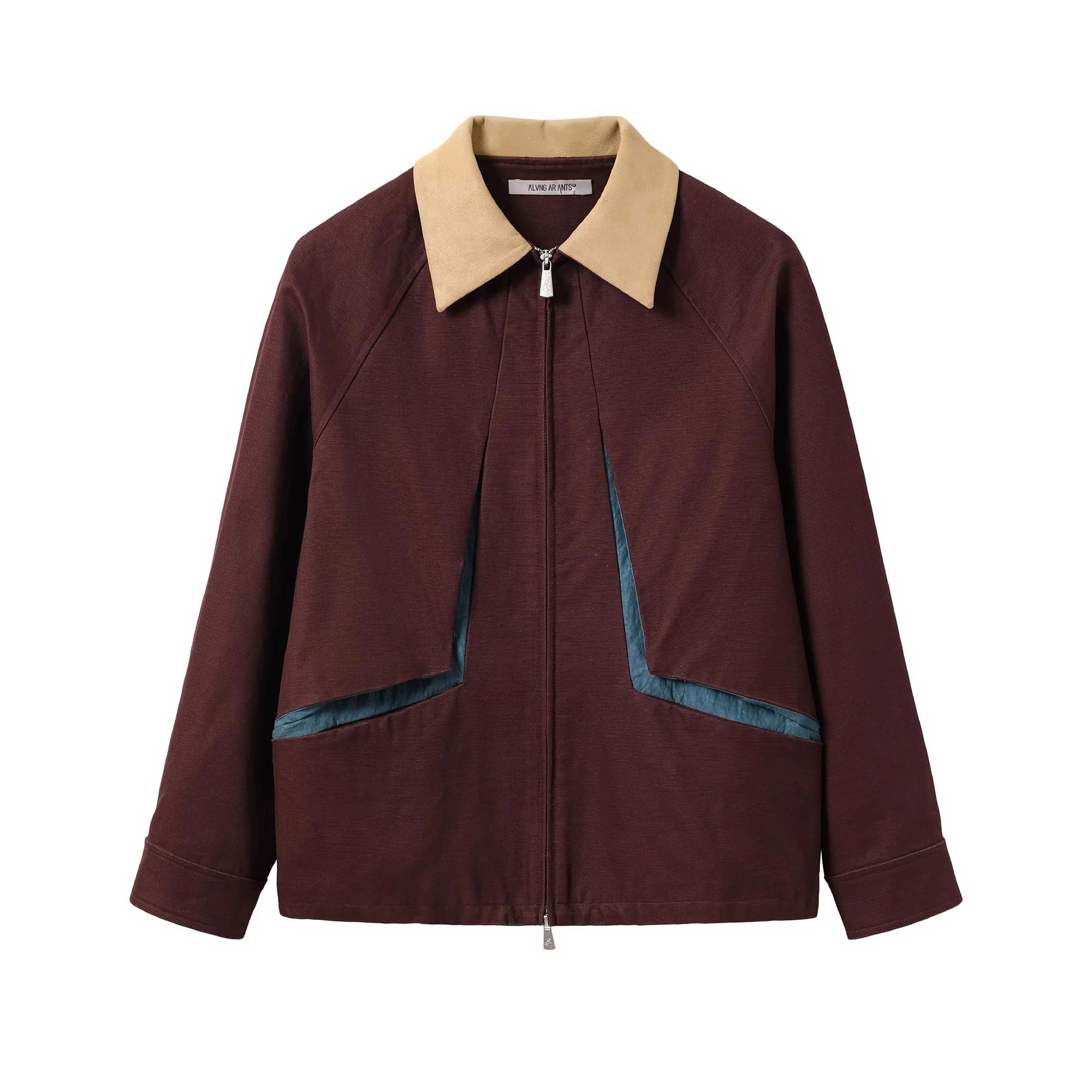ALVNG AR ANTS Contrast Faux-Leather Collar Jacket