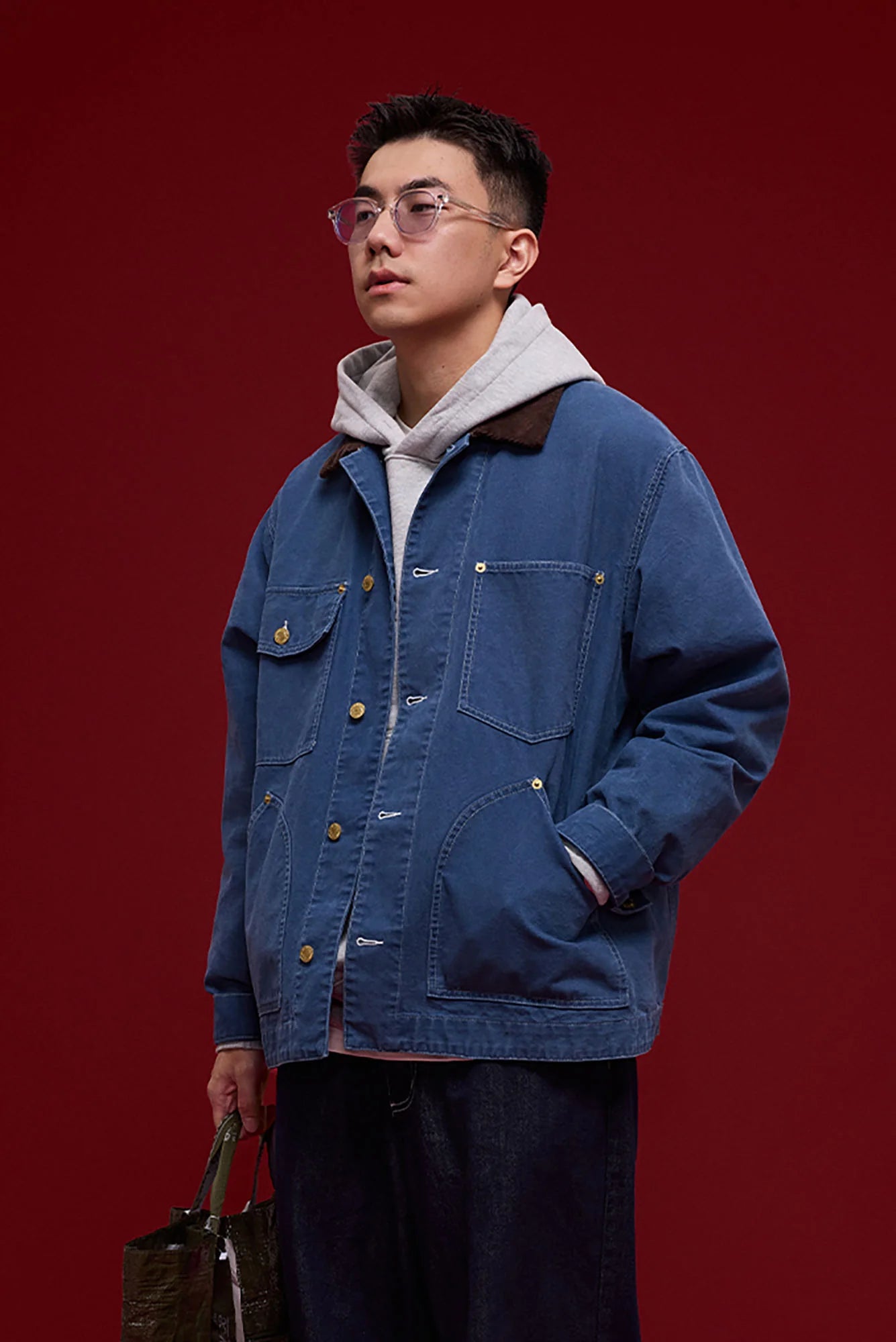 BANANA CLUB Contrast Collar Stitch Utility Jacket