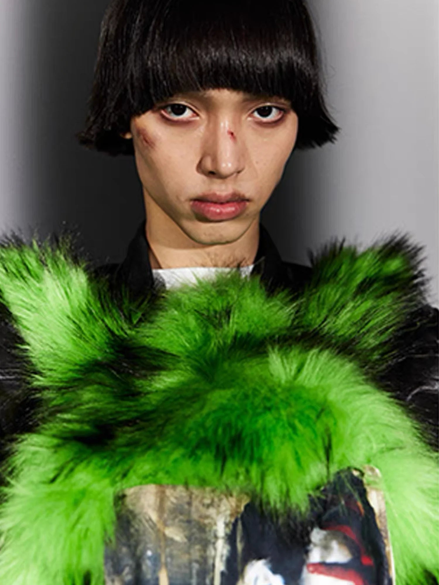 NOTHINGNESS WORLD Shaggy Faux Fur Graphic-Patch Backpack