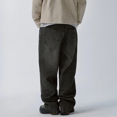 F2CE Retro Corduroy Logo Embroidery Straight-Leg Jeans