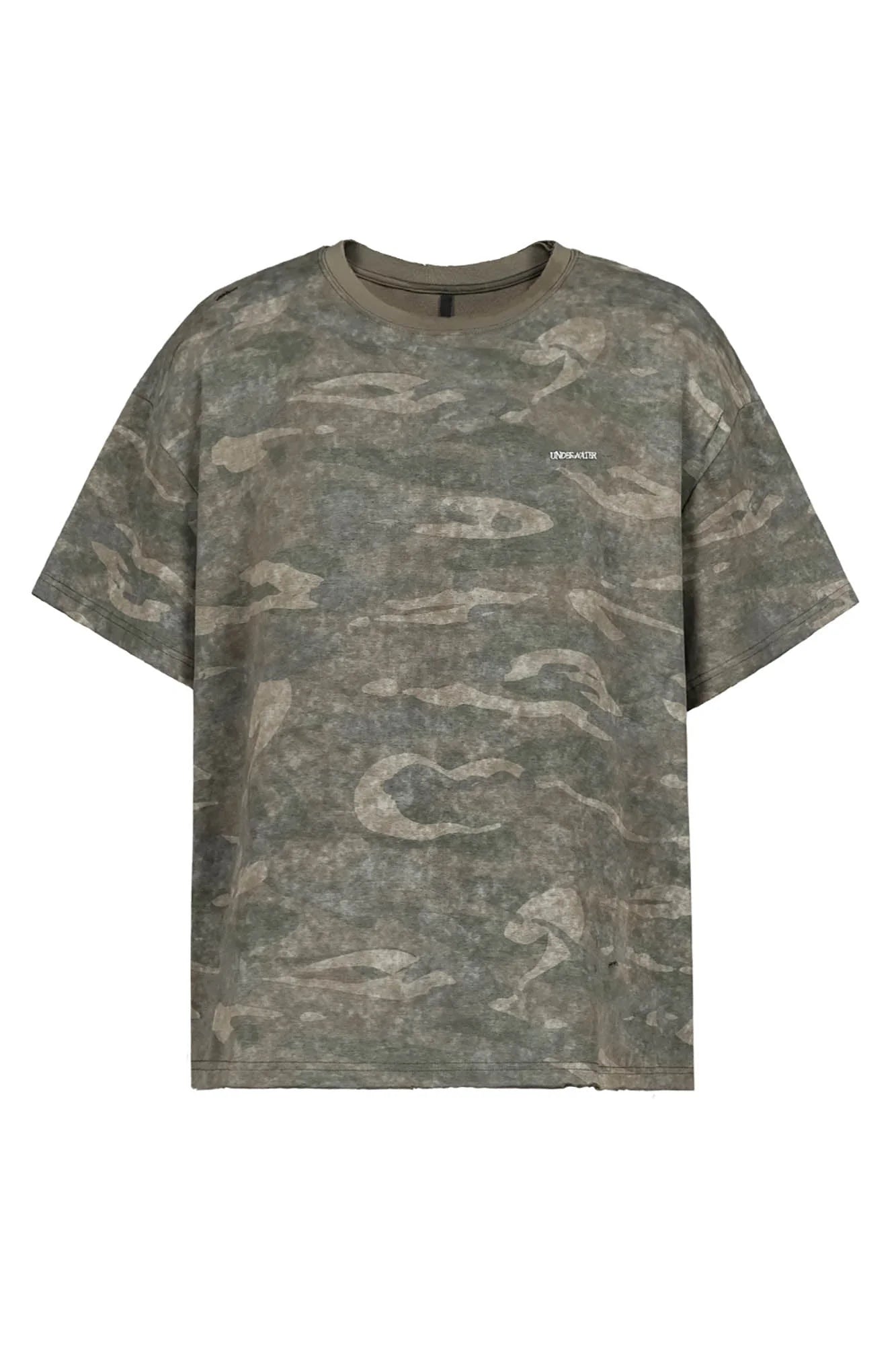 UNDERWATER Distressed Camo Oversized T-Shirt