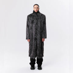 VANN VALRENCE Shaggy Layered Faux Fur Long Coat