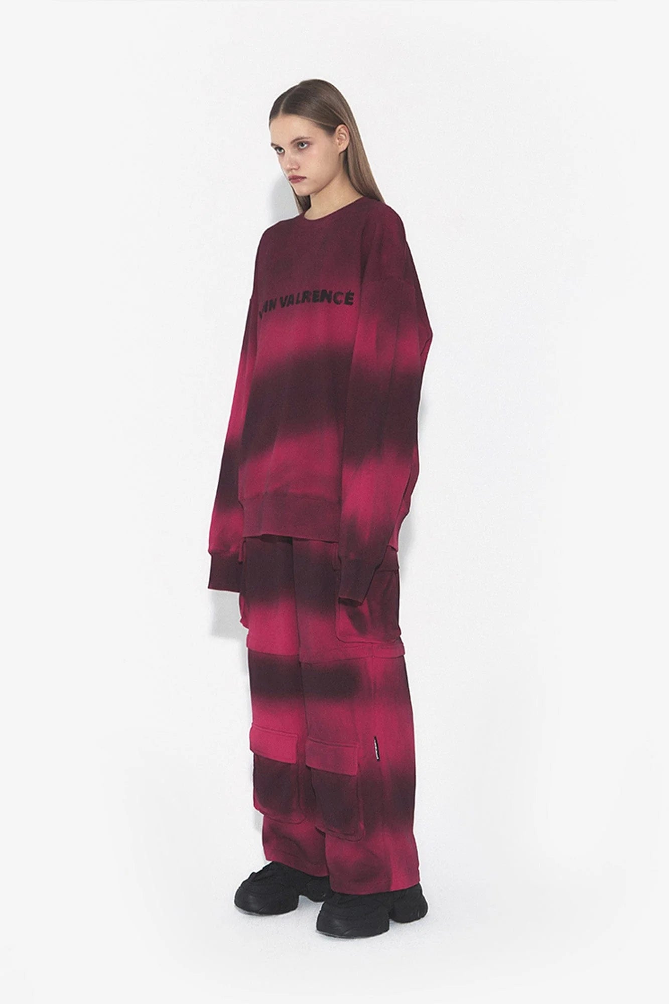 VANN VALRENCE Ombre Stripe Multi-Pocket Drawstring Sweatpants