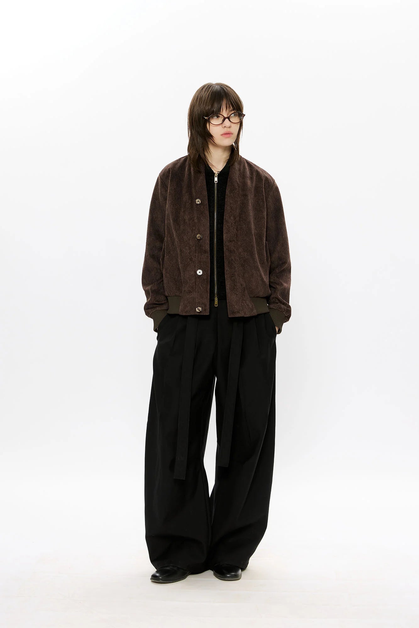 KREATE Belted Pleated Wide-Leg Trousers