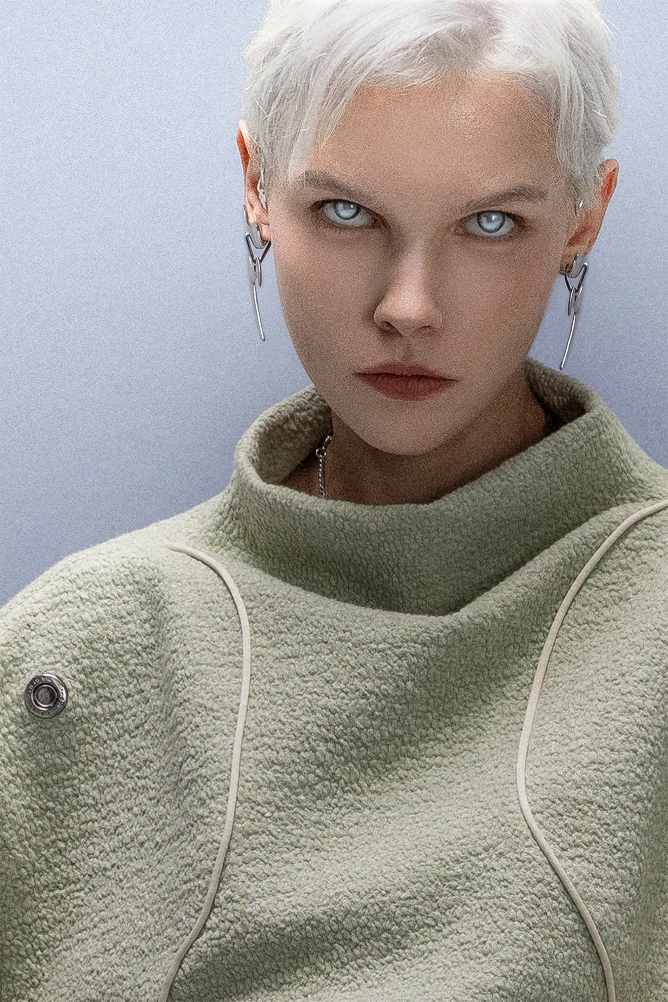 XIPHEVIL Fleece-Panel Saber-Sleeve Sweatshirt Green