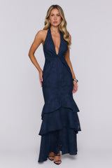 Take The Chance Halter Maxi Dress Navy