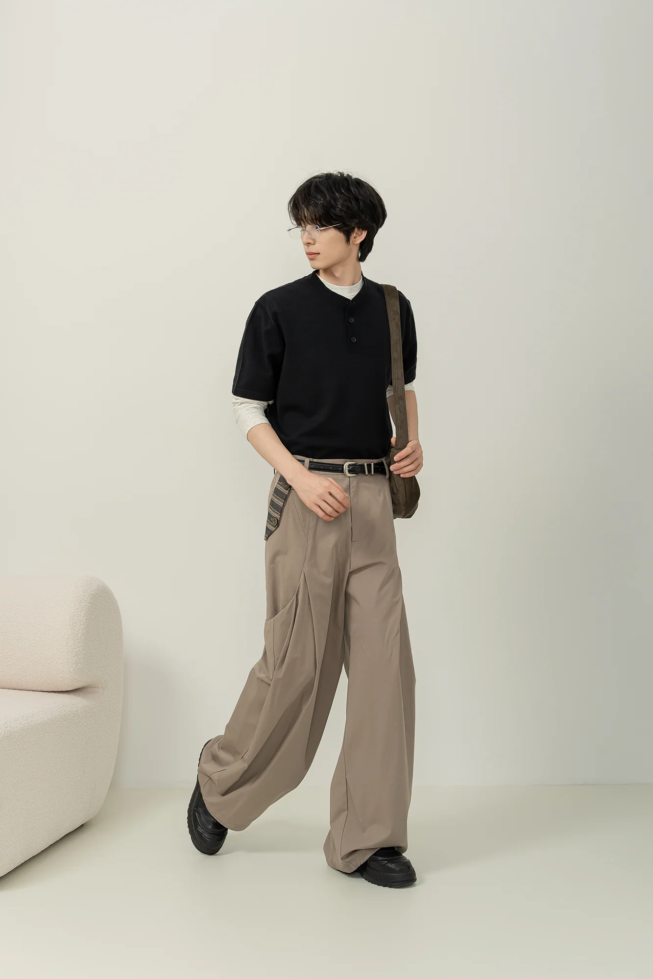 MOITIEDEPETALE Pleated Panel Oversized Cargo Pants