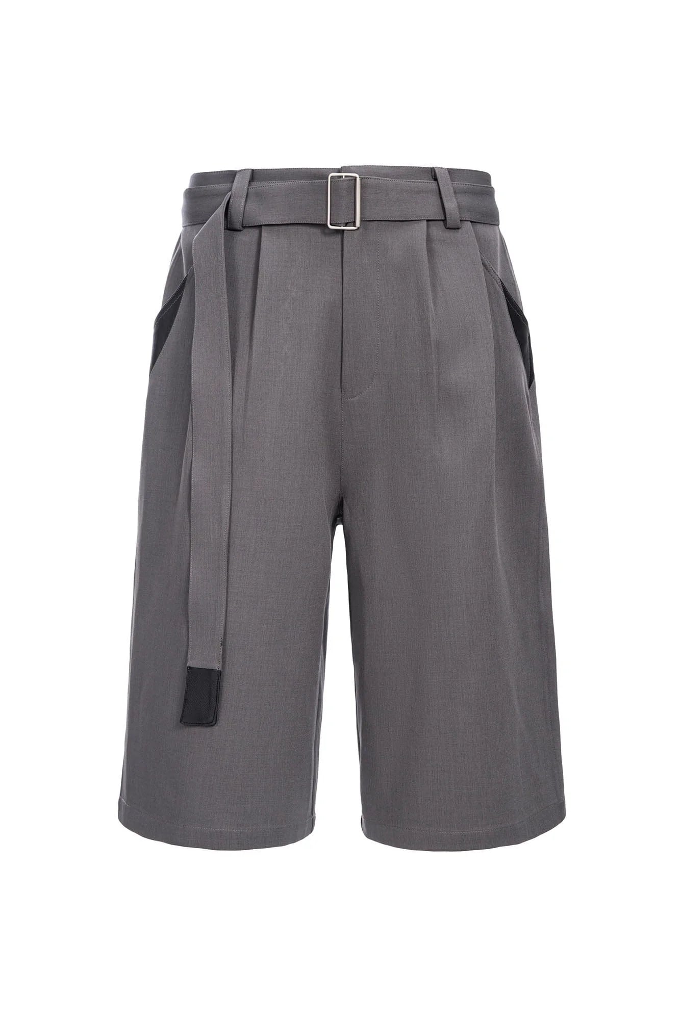 CATSSTAC Pleated Belted Wide-Leg Shorts