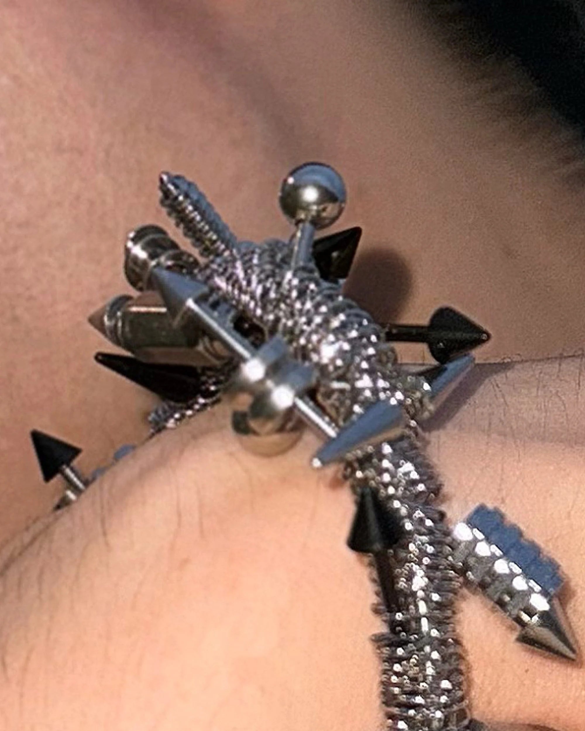 ILLUSORY Time Traveler Rivet Hollow Out Bracelet