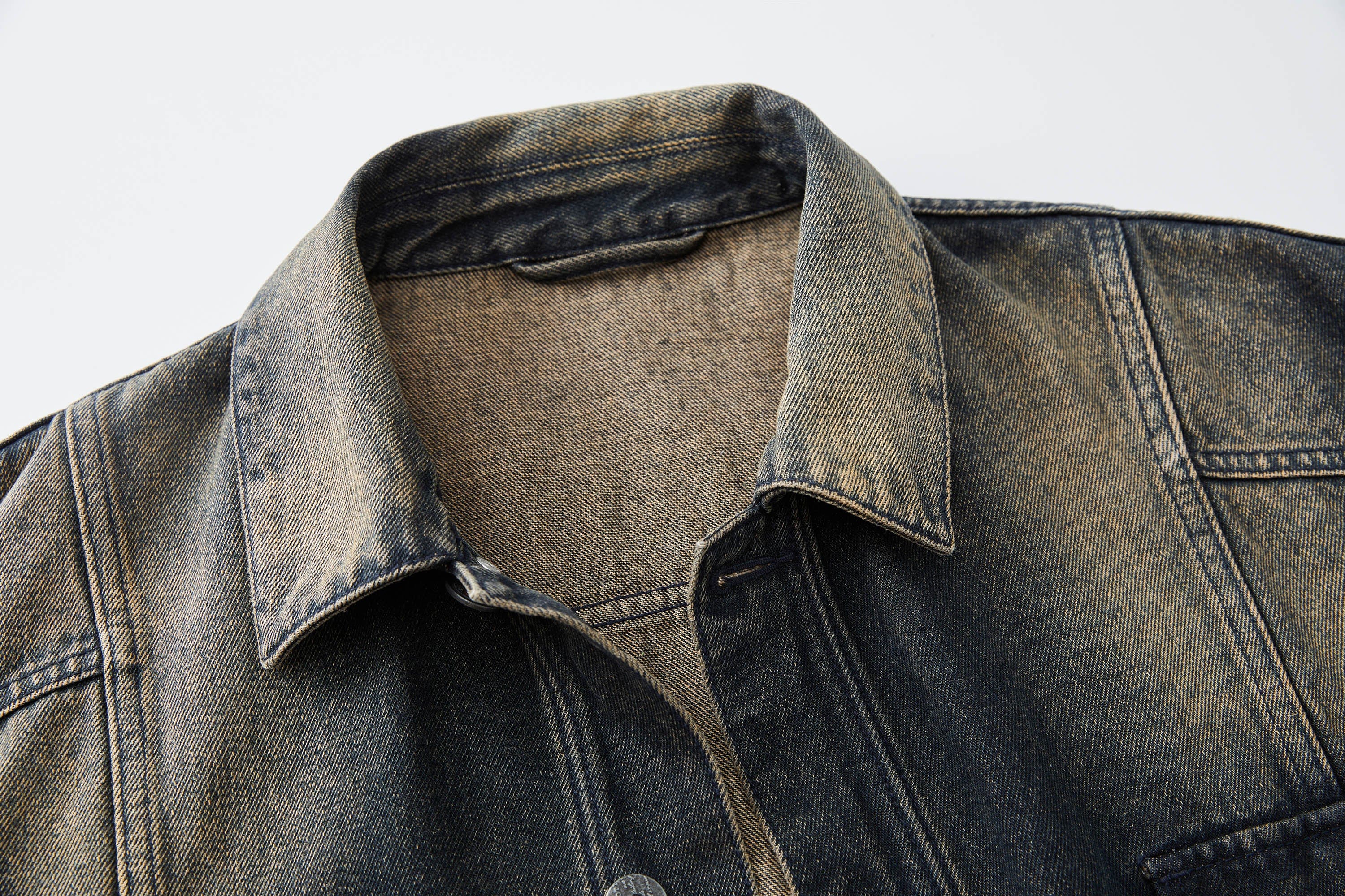 ORGANIC EMOTION Faded Spliced Pocket Denim Jacket