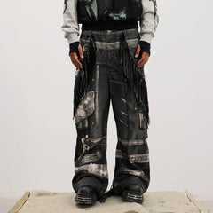 DND4DES Fringe Full-Print Baggy Jeans
