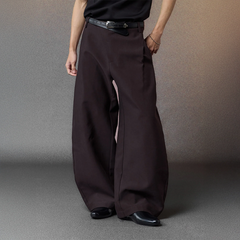 ALVNG AR ANTS Asymmetric Pleated Wool-Blend Wide-Leg Trousers