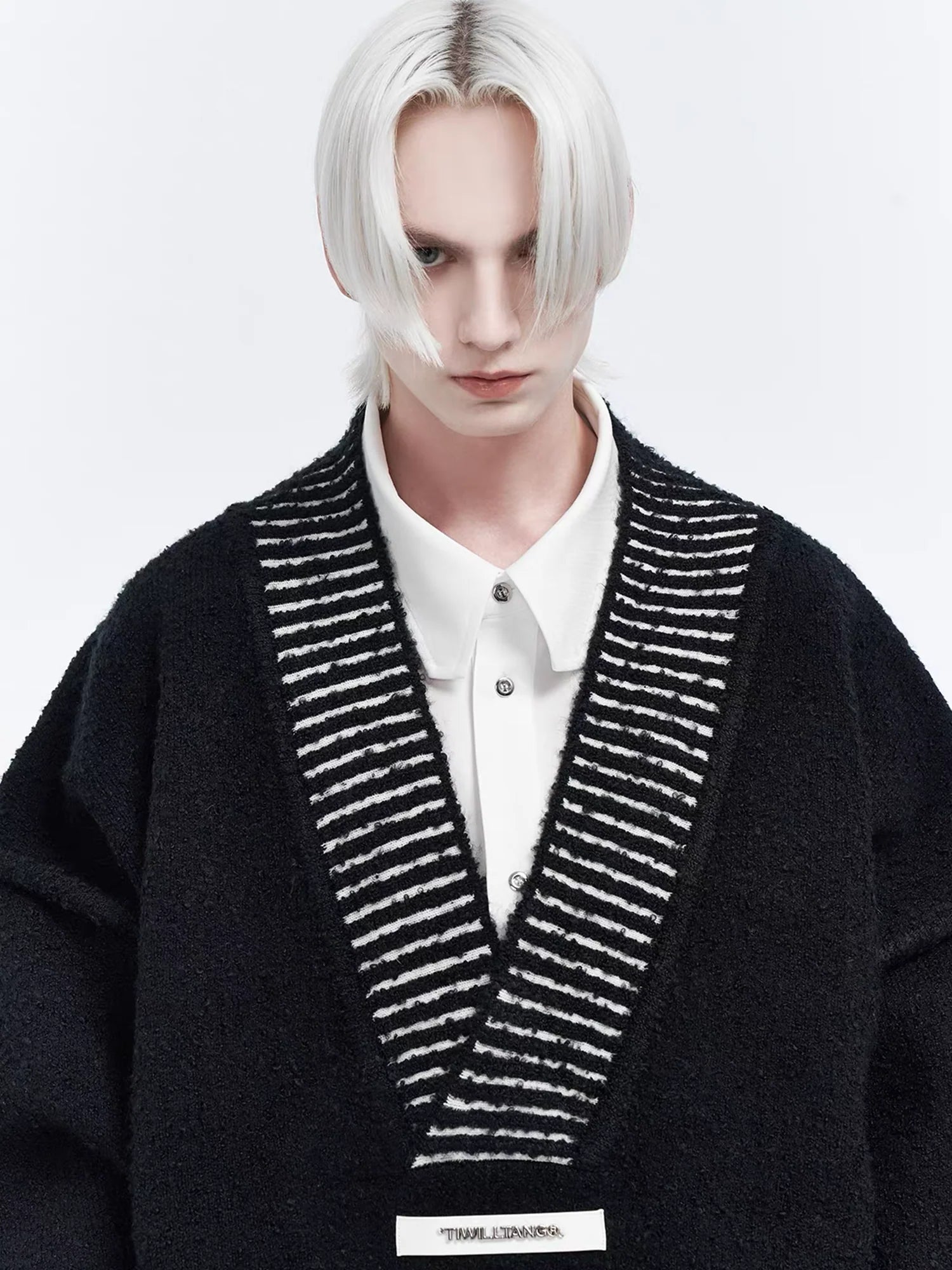 TIWILLTANG Retro Oversized V-Neck Sweater