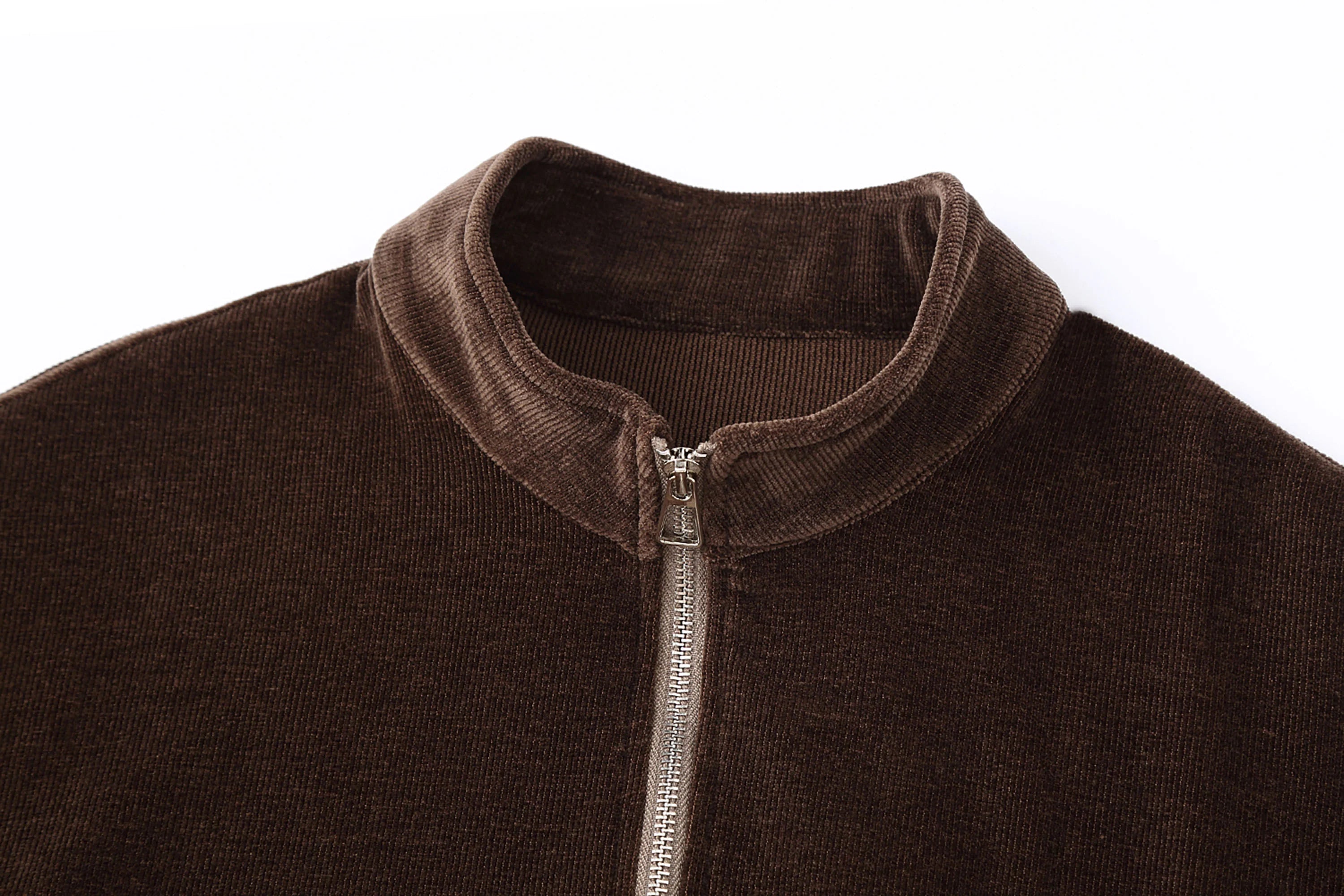CLP Corduroy Elastic-Hem Half-Zip Pullover