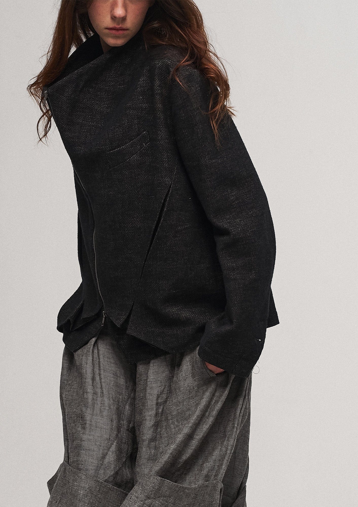 ILNya Nieternite Nifutur Double-Layer Weave Linen Jacket Black