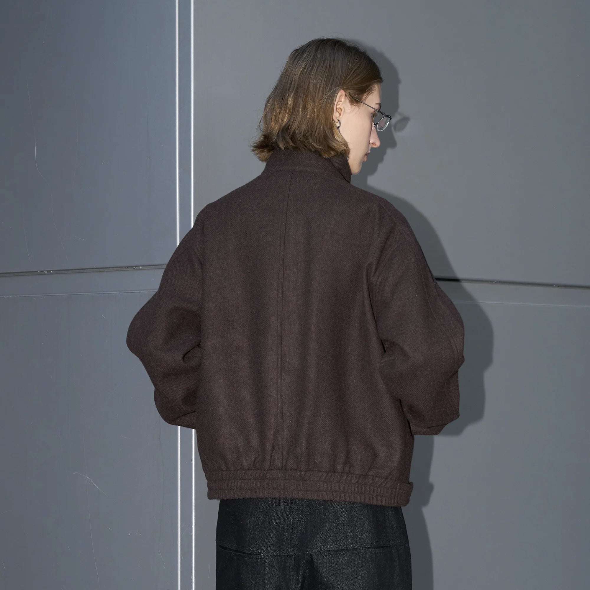 LABELROOM Modern Faux-Fur Collar Wool Jacket Brown
