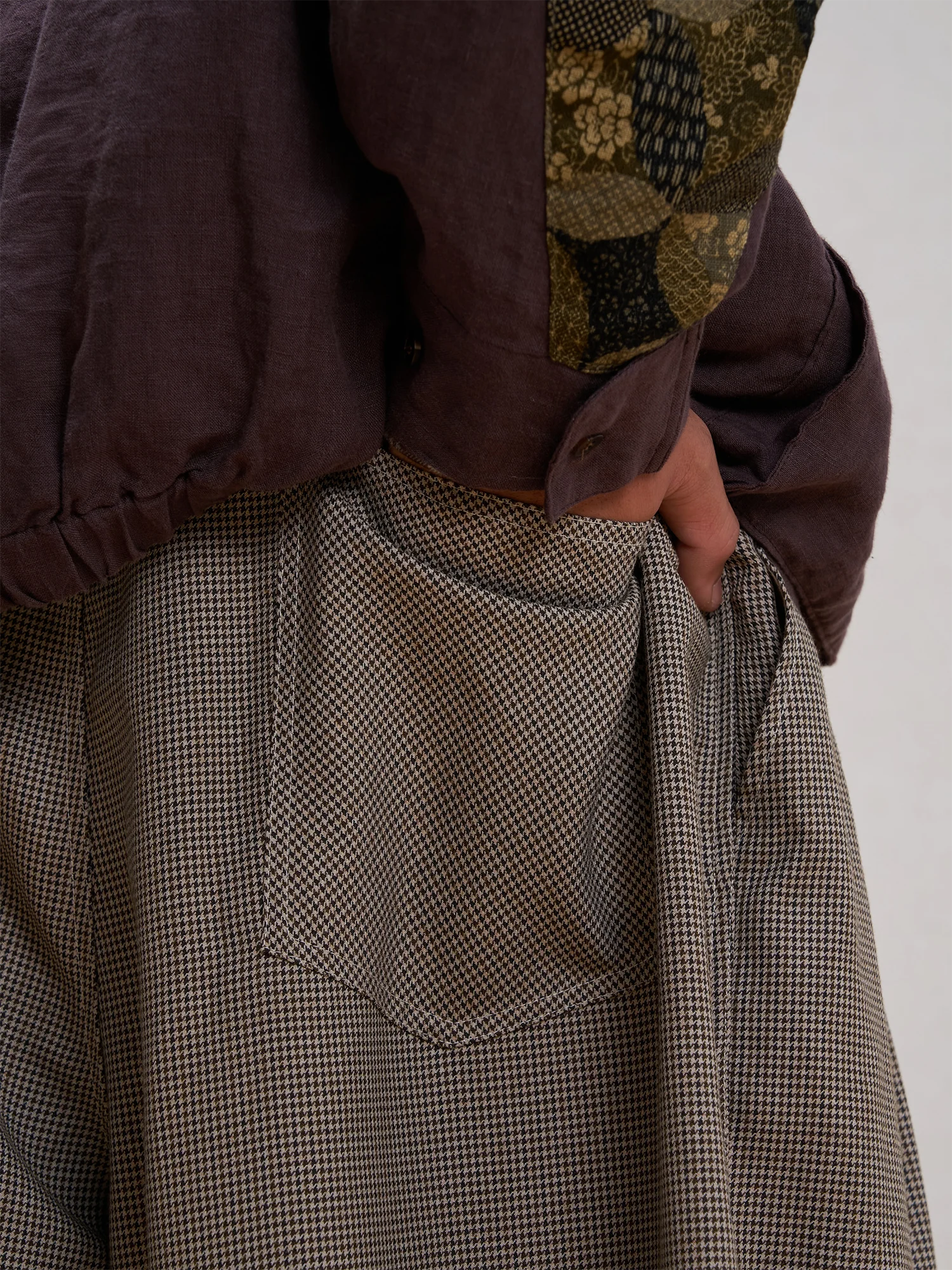 UNLIMITED MOTE Wool Blend Houndstooth Drawstring Balloon Pants