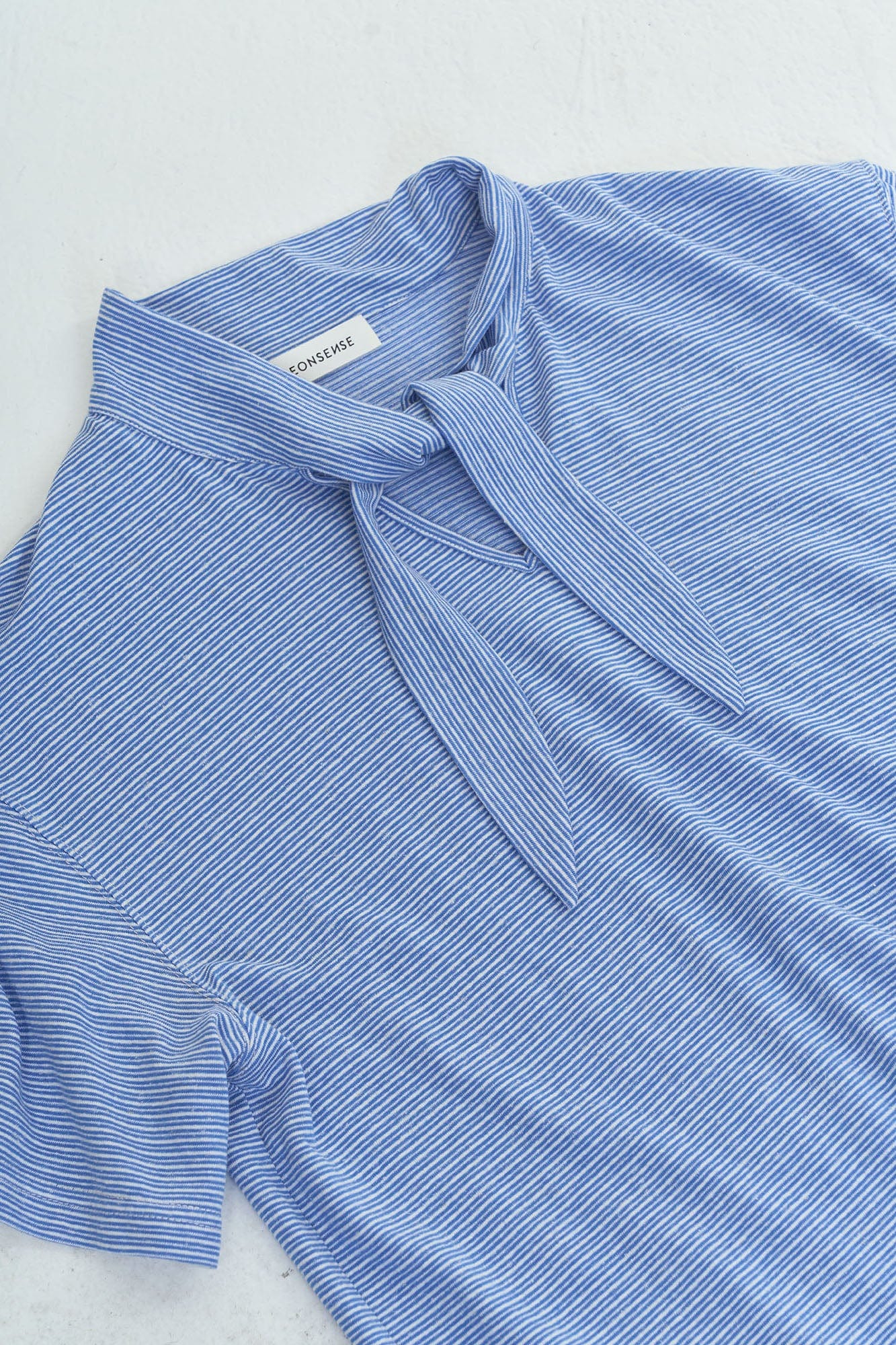 LEONSENSE Classical Striped Tie-Neck T-Shirt