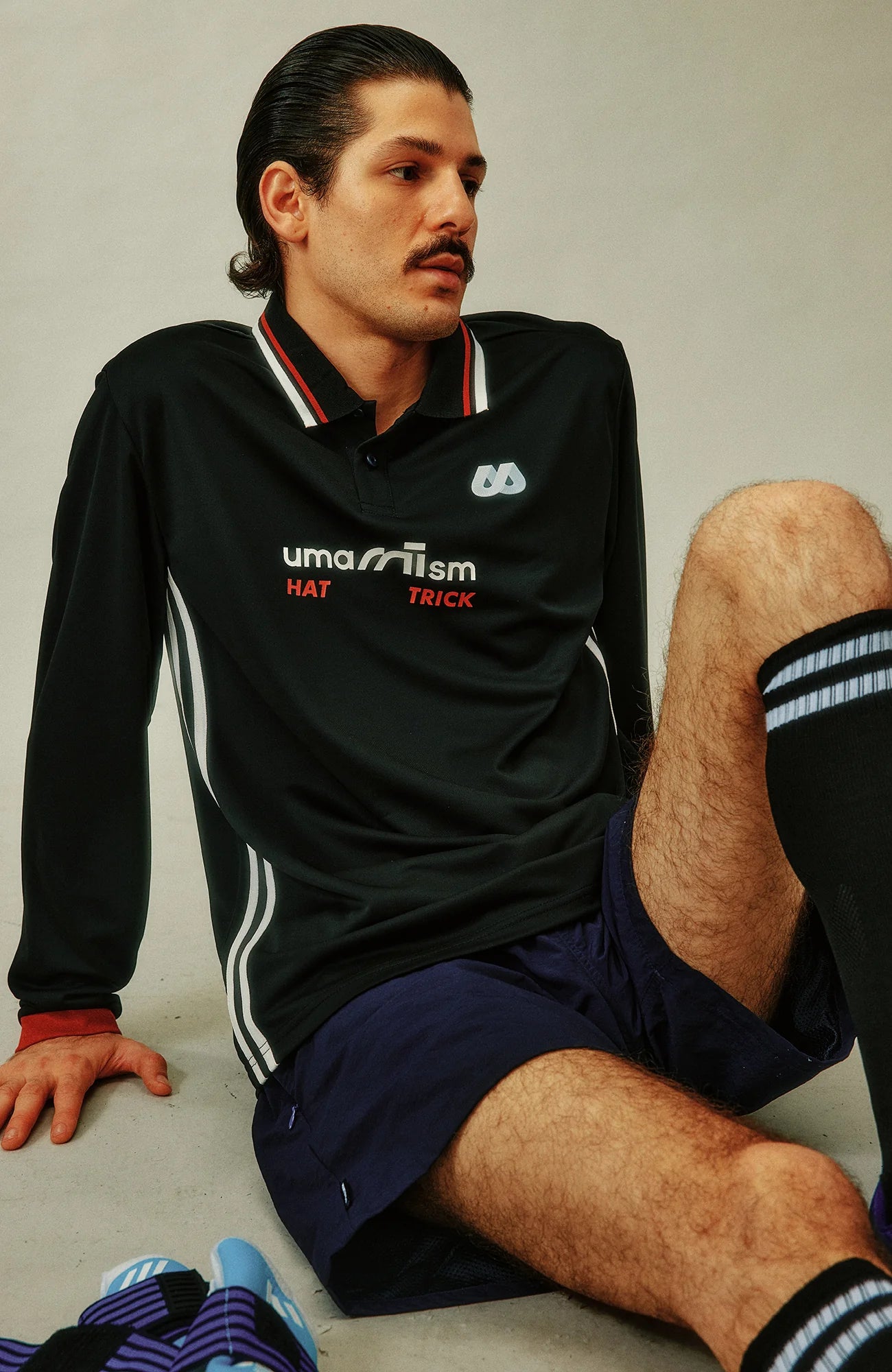 UMAMIISM Quick-Dry Striped Polo Long Sleeve Tee