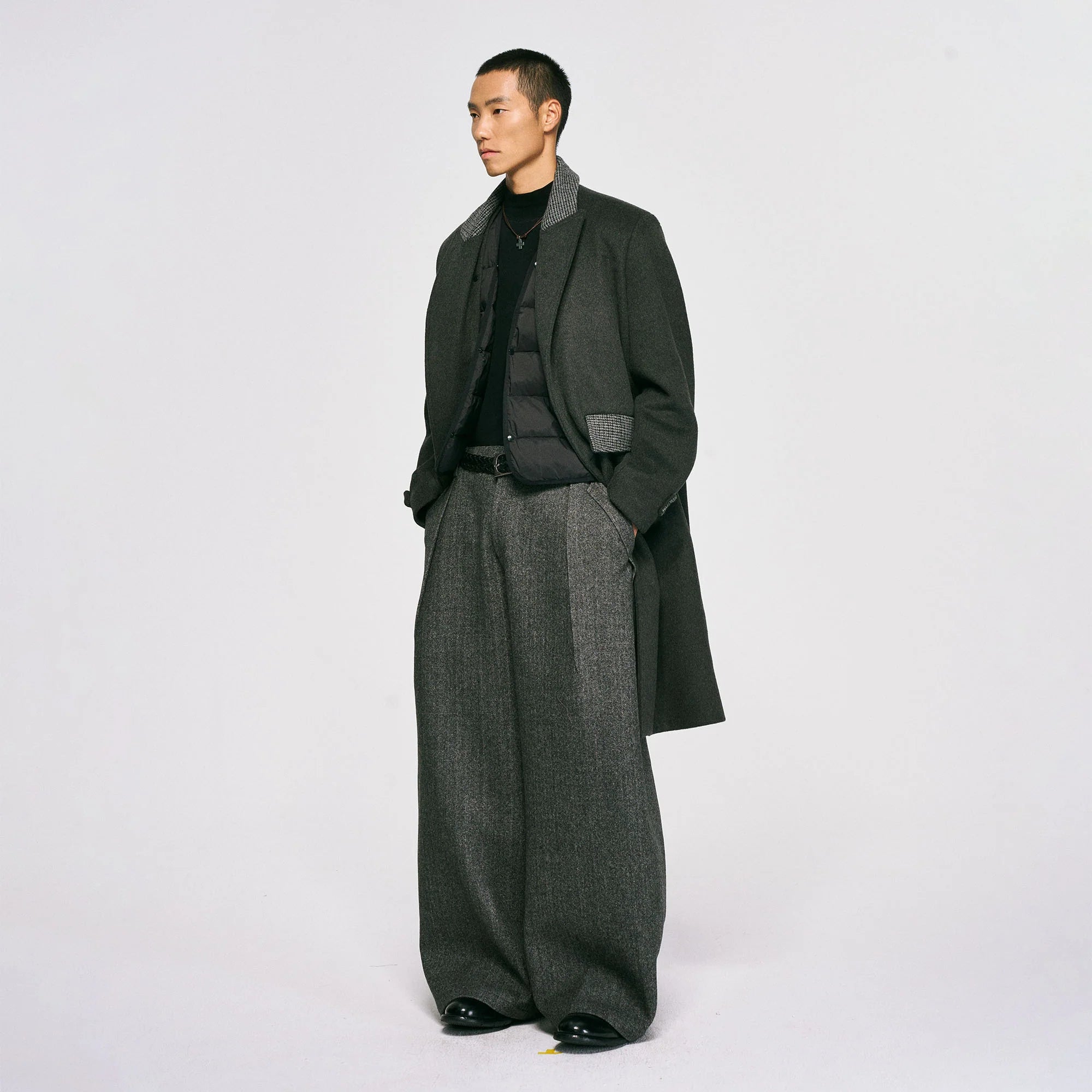 CATSSTAC Detachable Down Liner Wool-Blend Overcoat