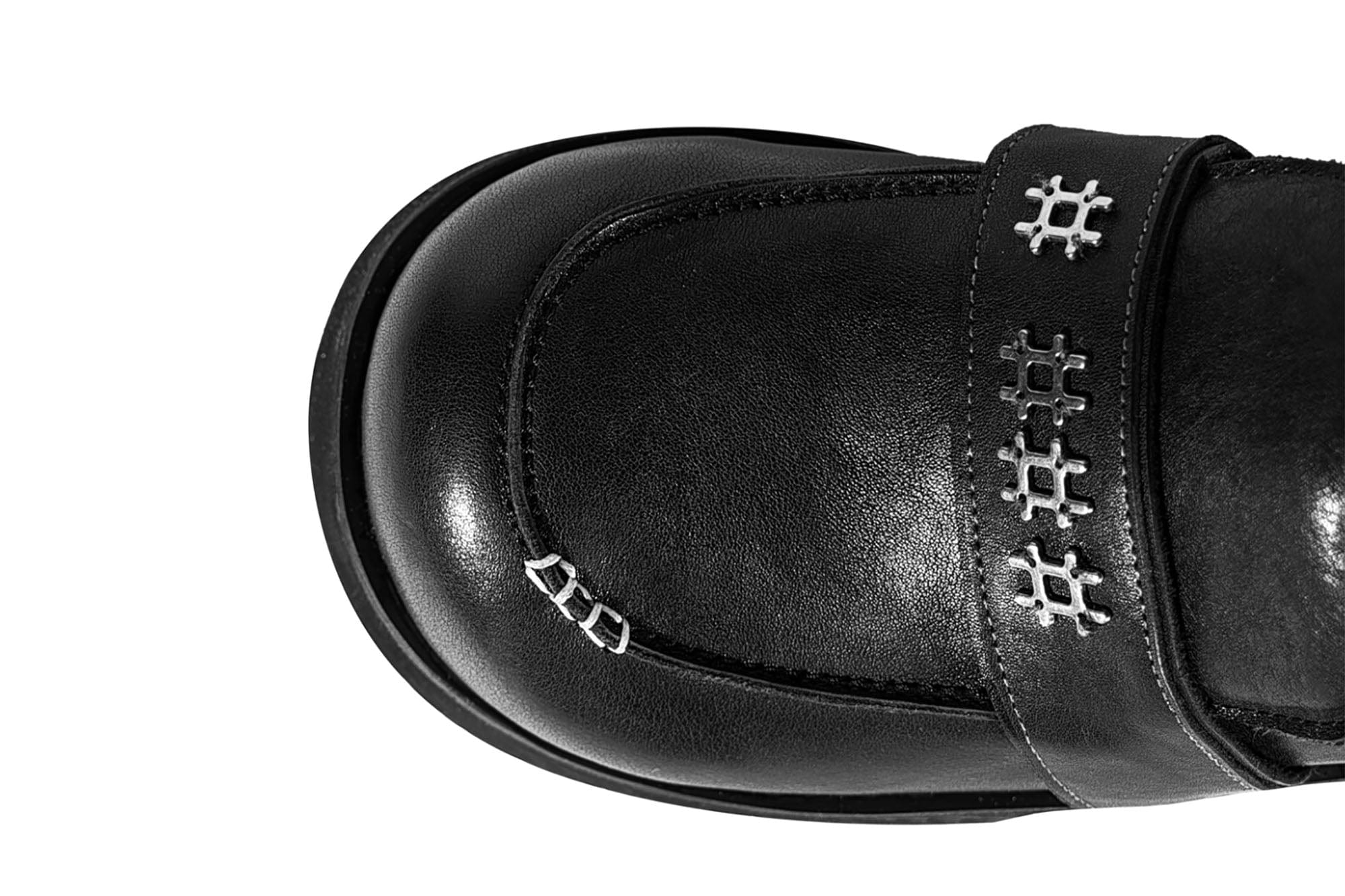 REWRITE Cowhide Chunky Sole Loafers Black