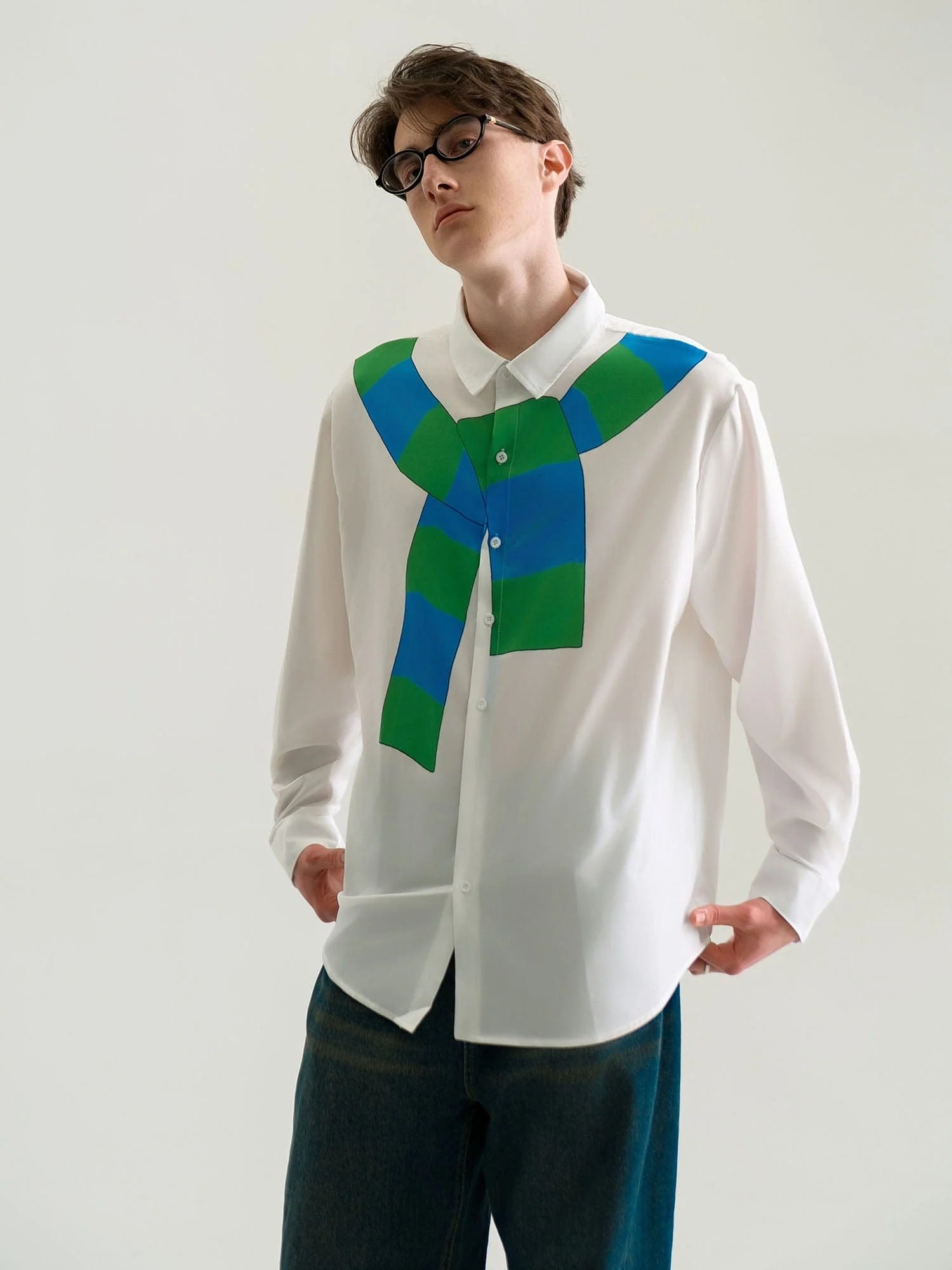 WIID Knotted Scarf Graphic Shirt