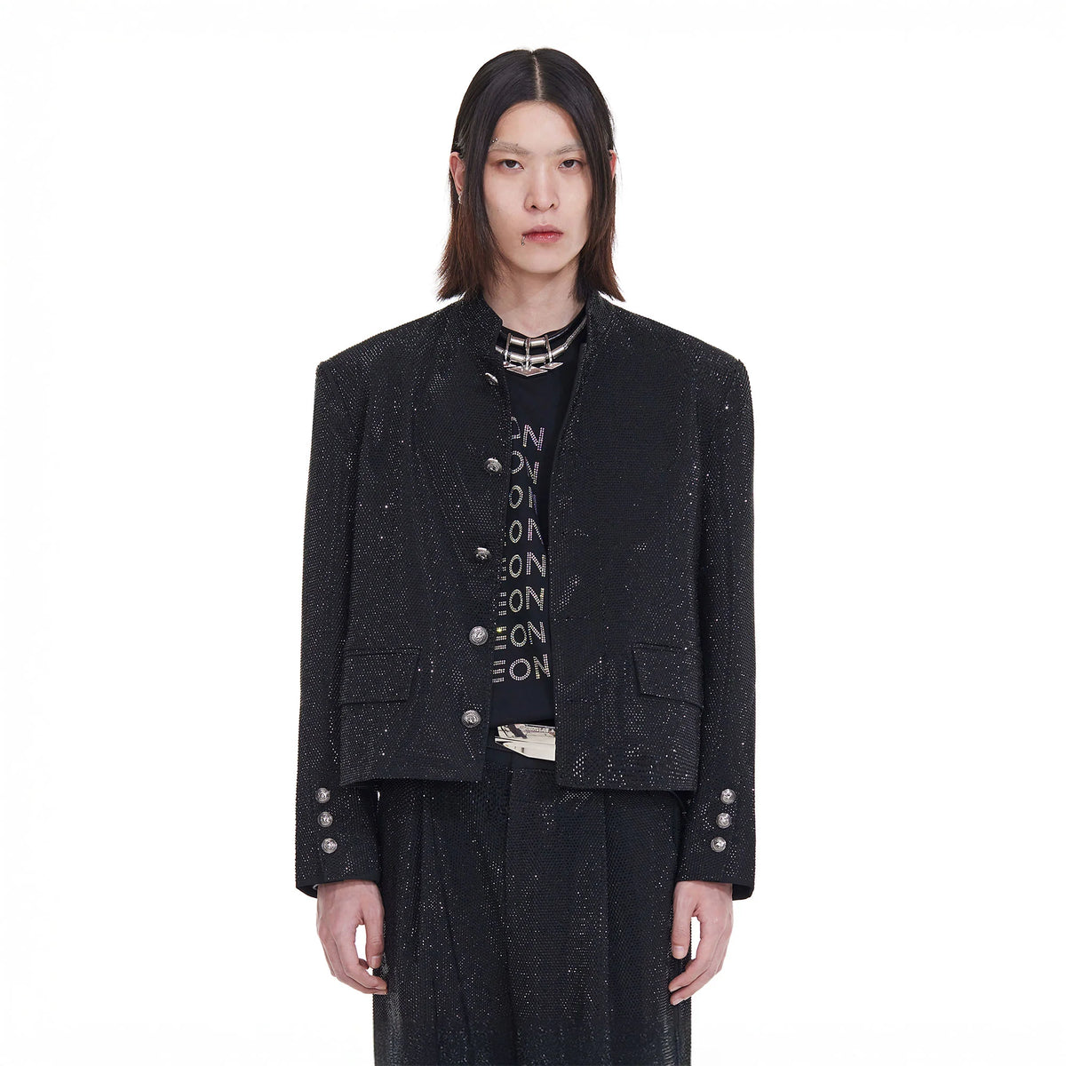 FACEONLAB Diamond LOGO Back Mandarin Collar Jacket