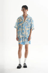 ORAL UTOPIA Airbrushed Floral Tencel Cuban Half Shirt