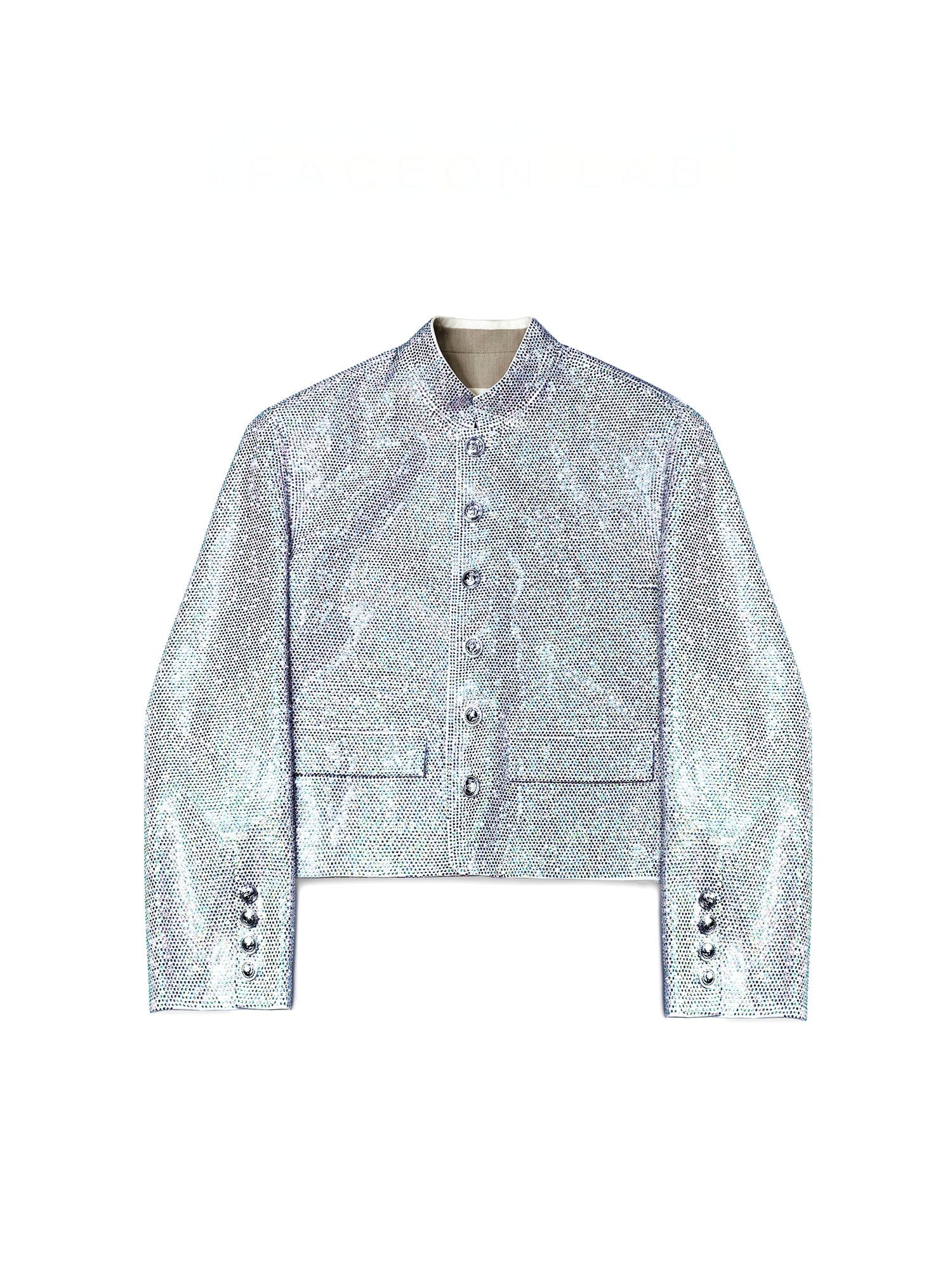 FACEONLAB Iridescent Diamond Mandarin Collar Jacket