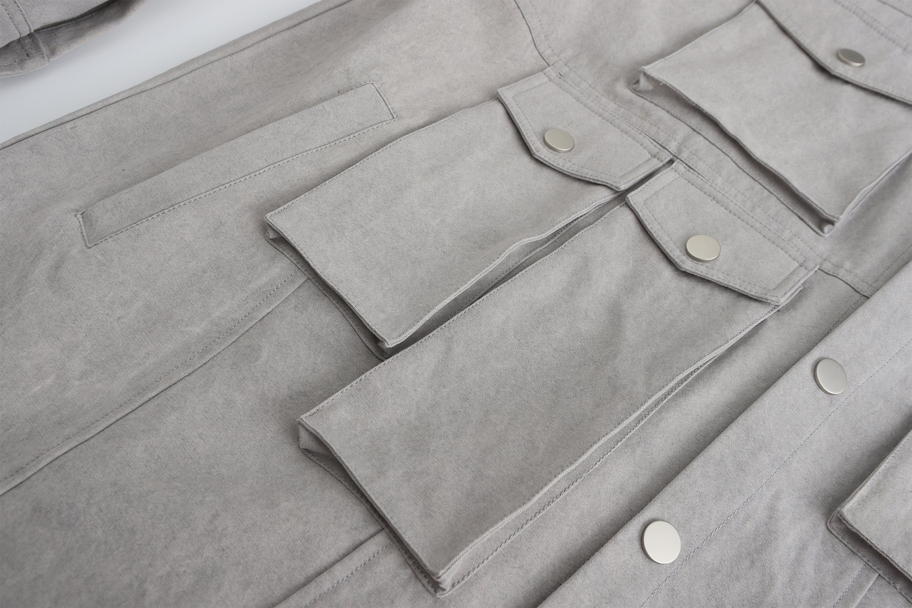 VANN VALRENCE Utility Washed Multi-Pocket Shirt Jacket
