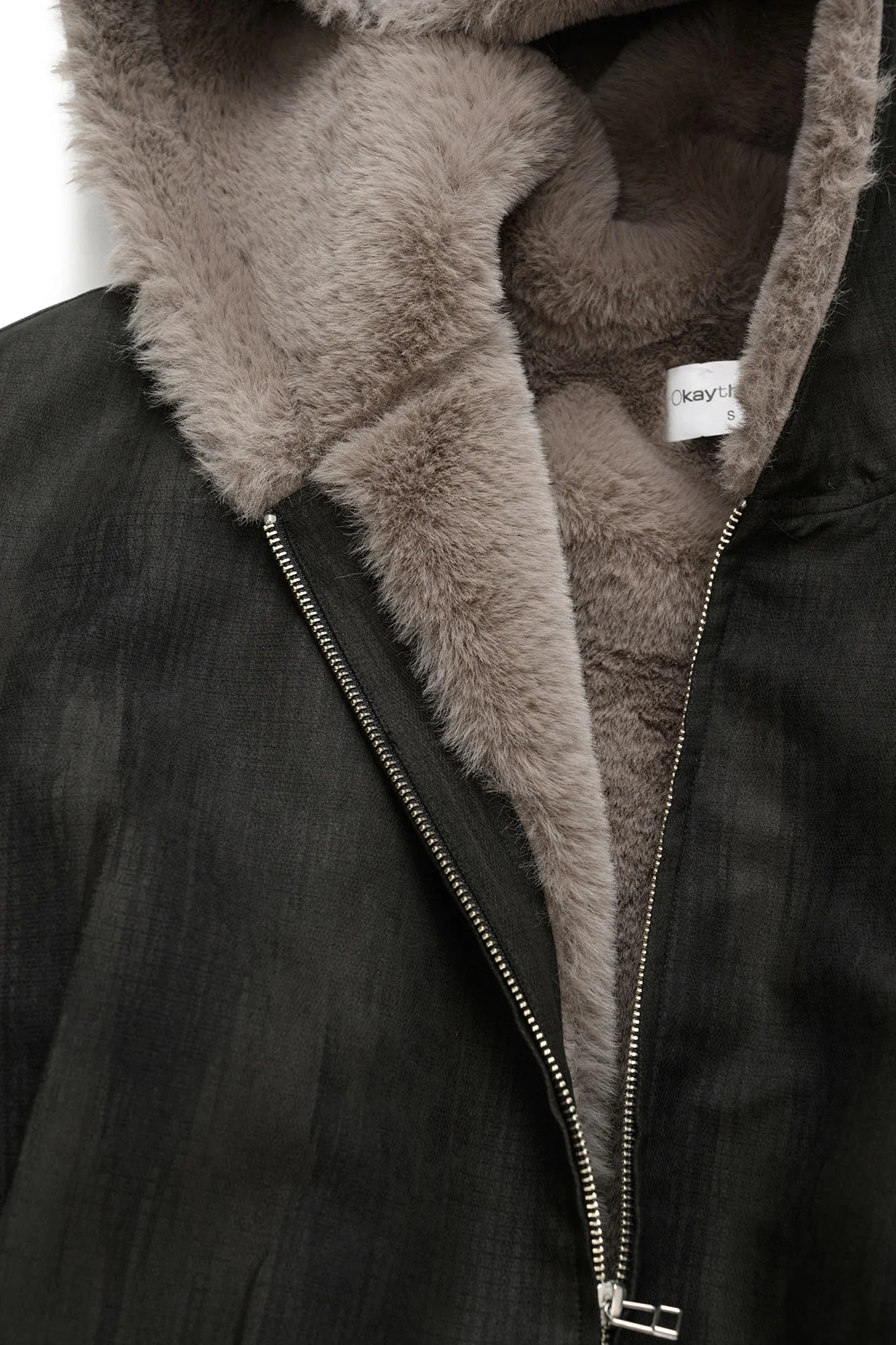 OKAYTHXBYE Faux Mink Lined Hooded Bomber Jacket