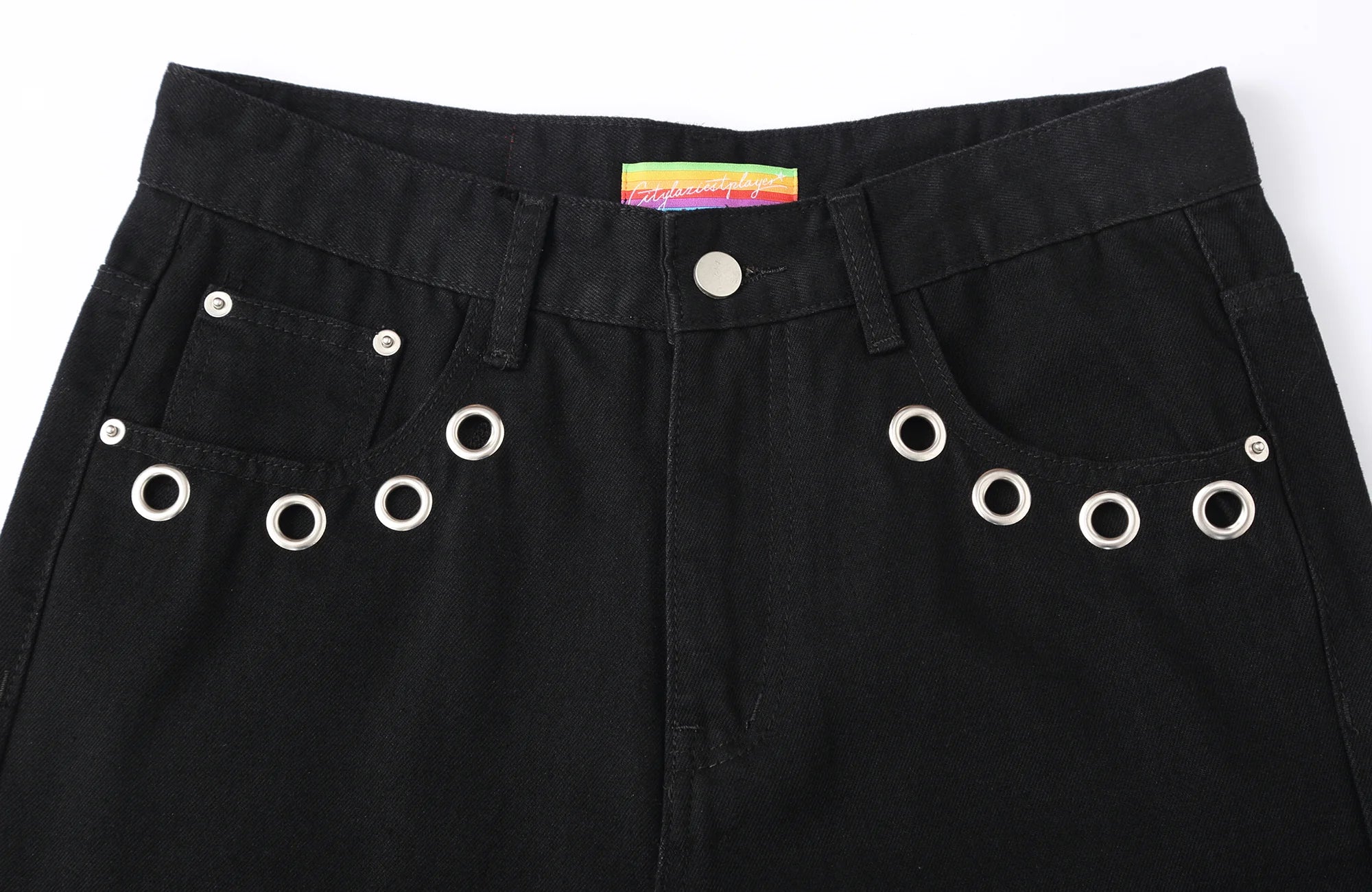 CLP Eyelet-Stud Stacked Hem Flared Jeans