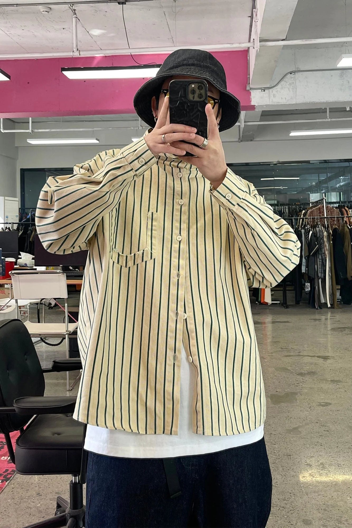 ME DA IGUAL Striped Long-Sleeve Hooded Shirt