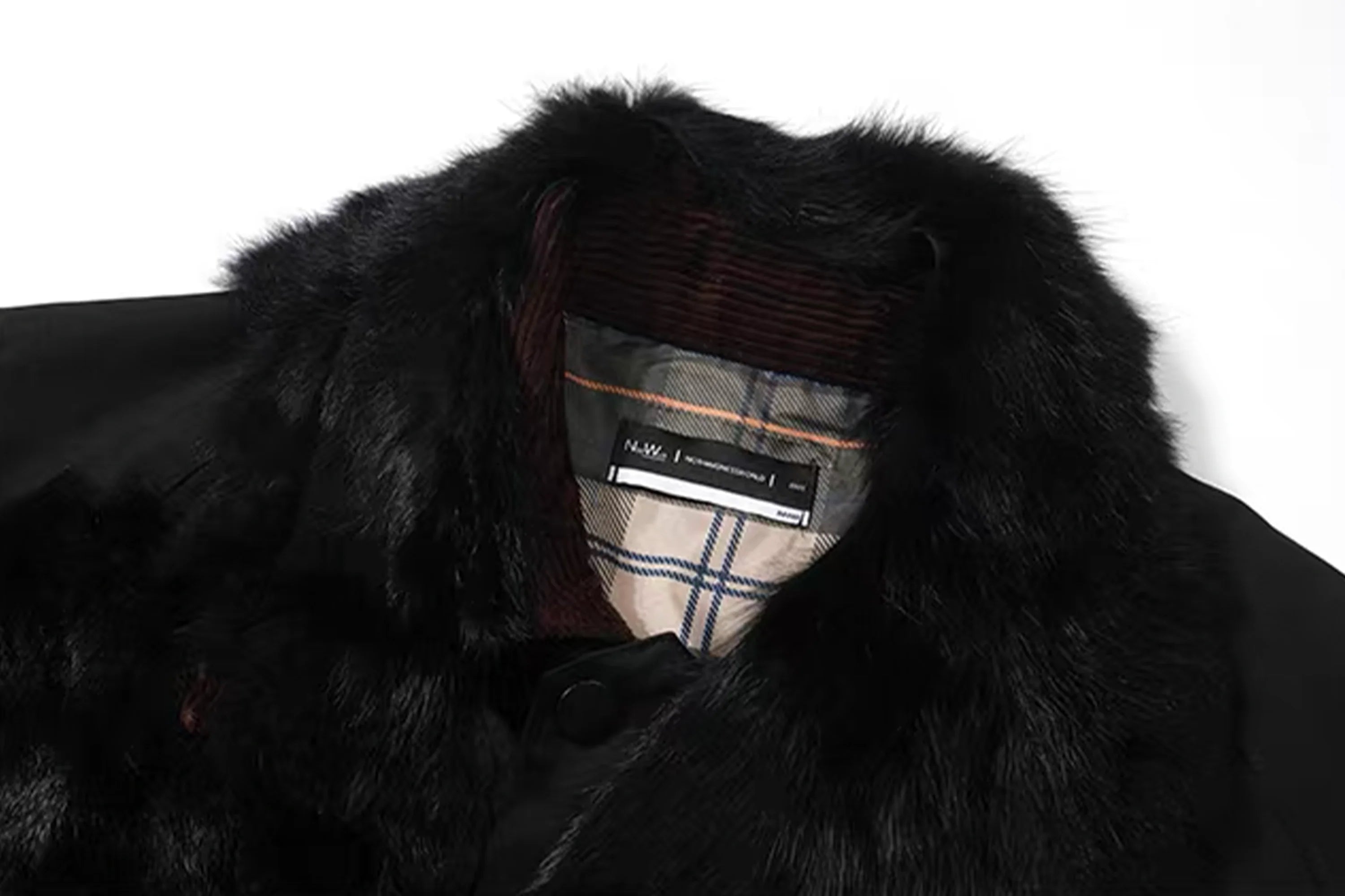 NOTHINGNESS WORLD Mottled Faux Fur Collar Snap-Button Jacket