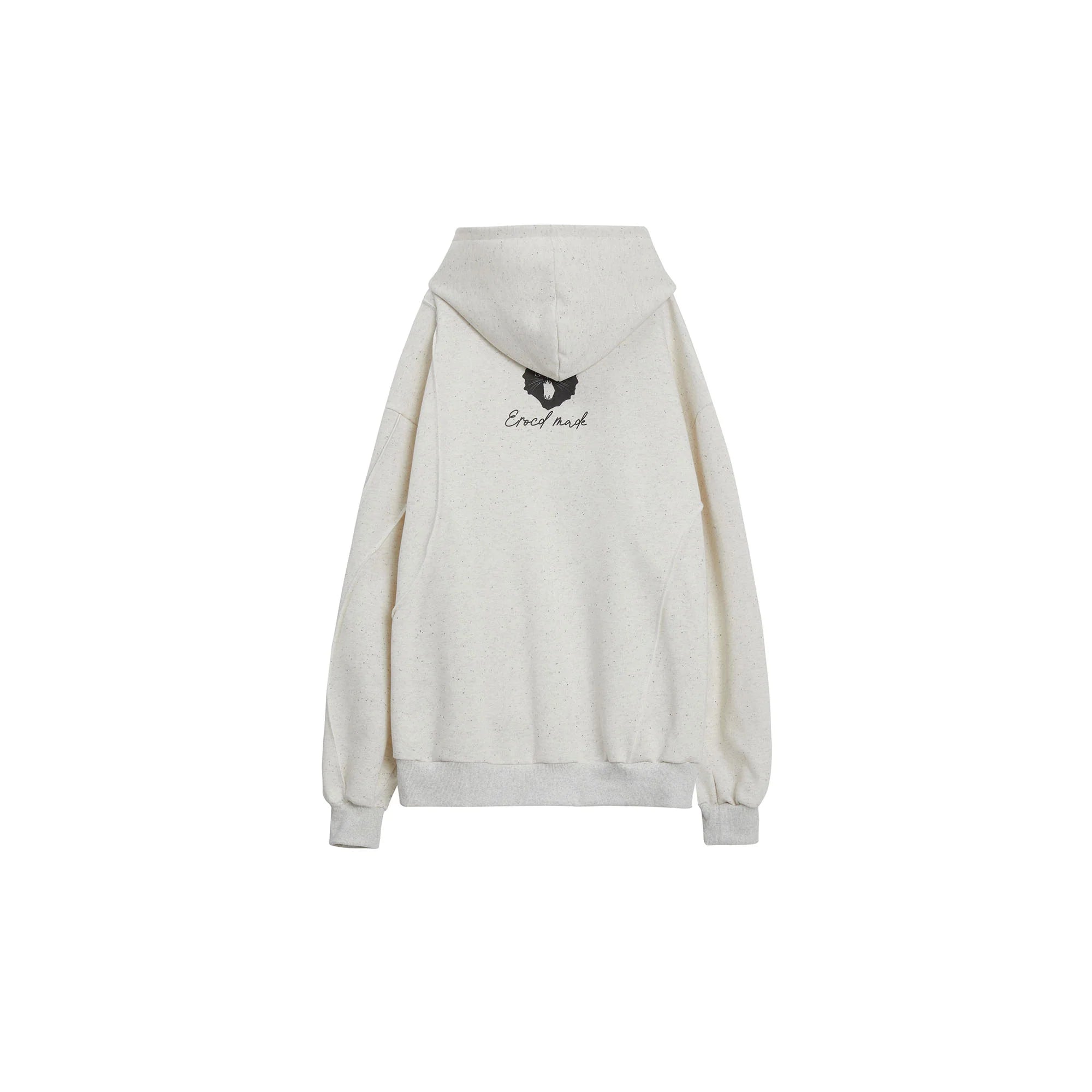 ERROR CODE ROBOT Black Cat Graphic Oversized Zip-Up Hoodie