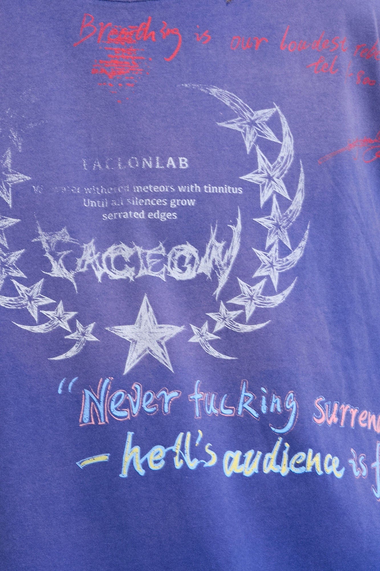 FACEONLAB Punk Graffiti Diamond Distressed T-Shirt