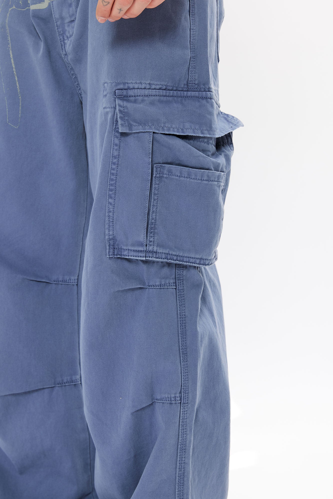 KREATE Washed Belt Graphic Crinkled Cargo Pants