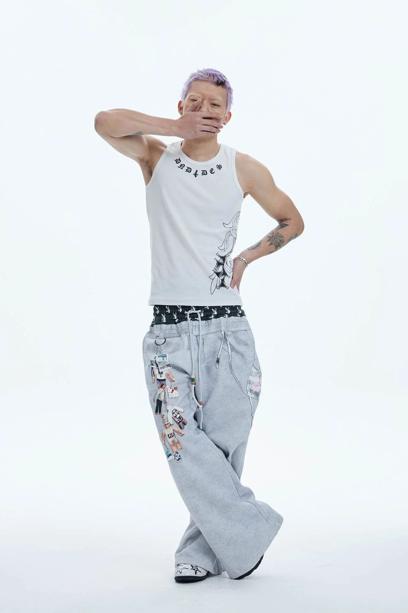 DND4DES Doll Charm Graphic Double-Waist Sweatpants