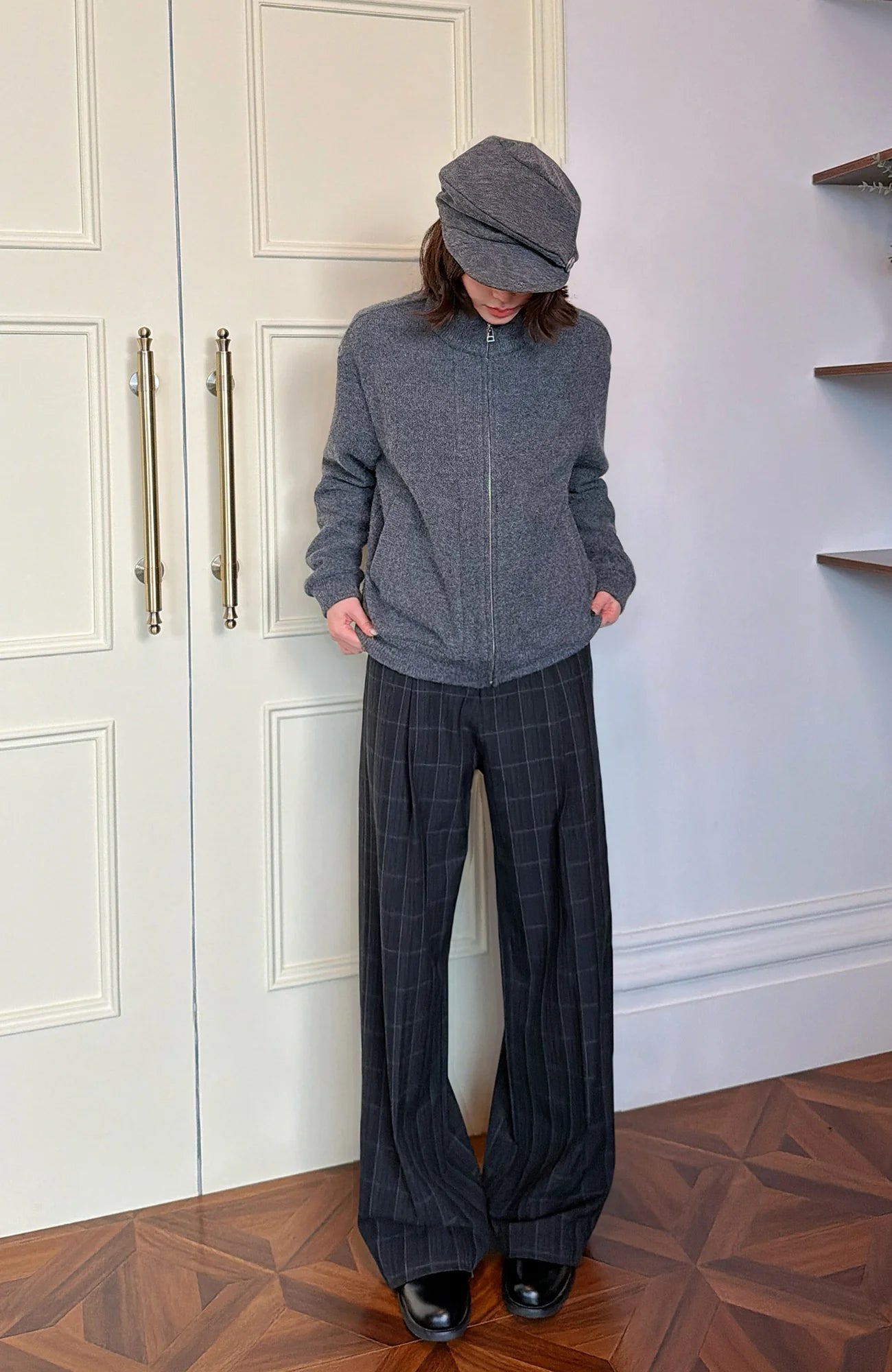 OKAYTHXBYE Retro Checks Pleated Trousers
