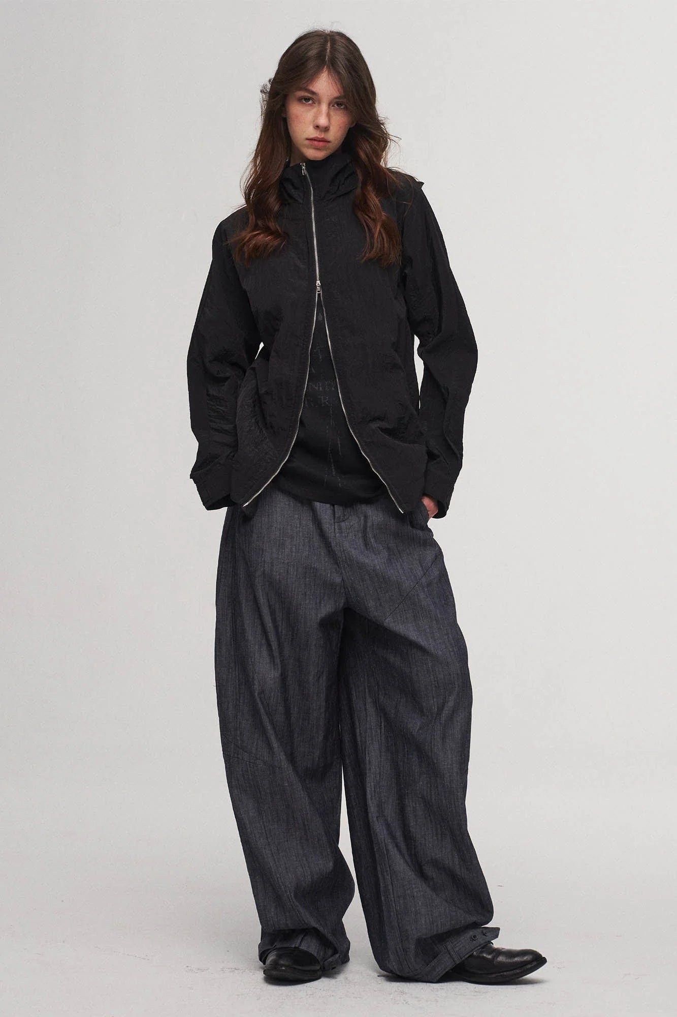 ILNya Nieternite Nifutur Crinkled Hooded Dual-Zipper Jacket