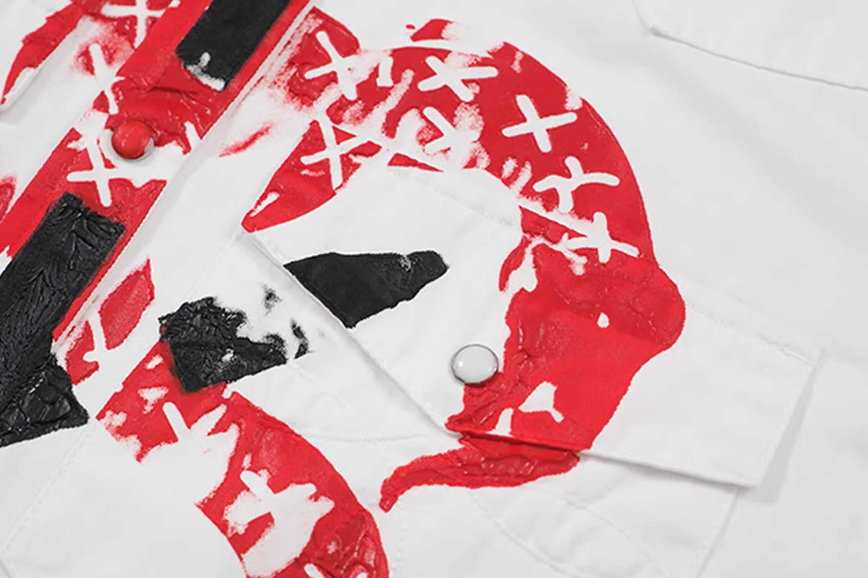 NOTHINGNESS WORLD Snake Graphic Layered-Collar Denim Shirt