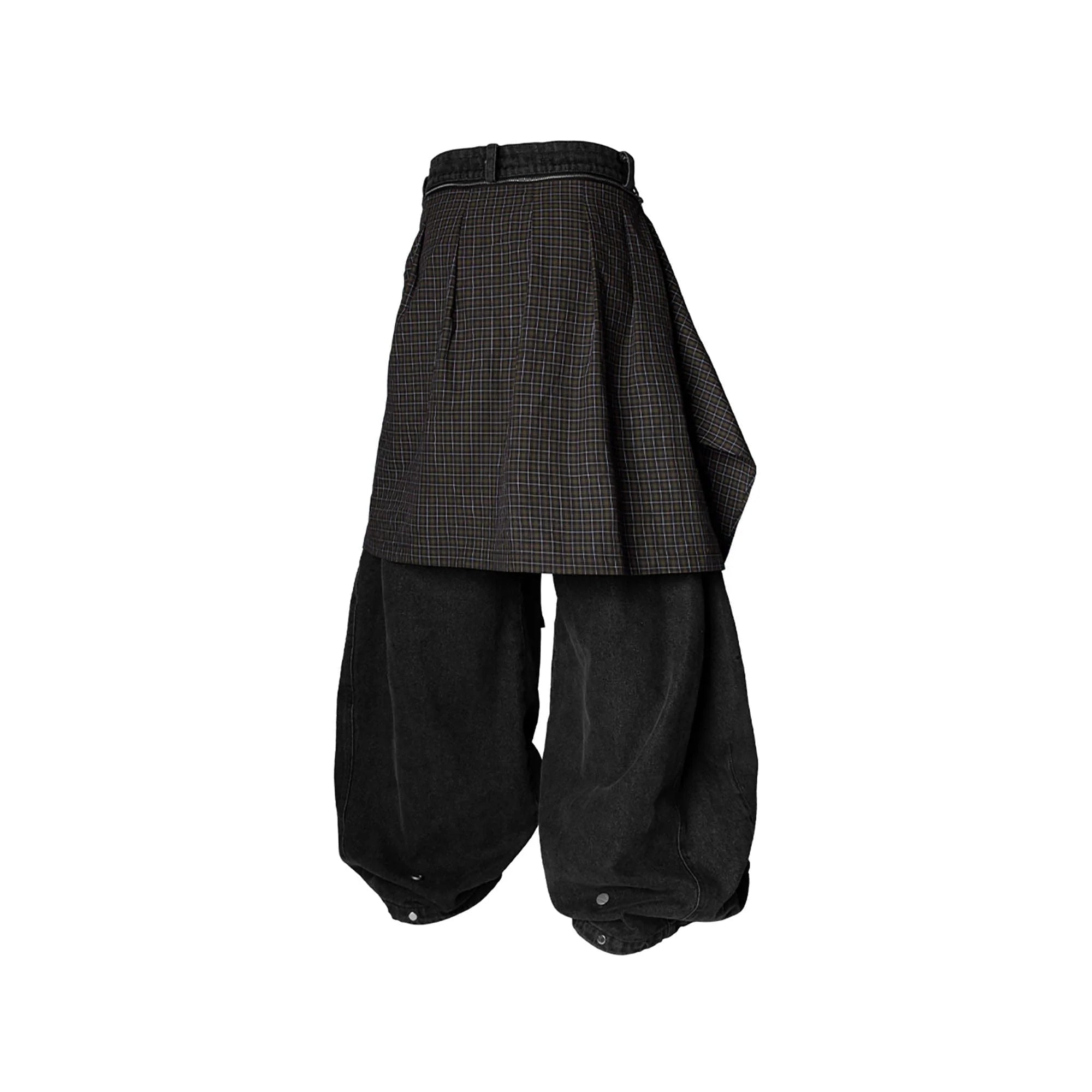 RELABEL Detachable Drape Drawstring Baggy Jeans Black