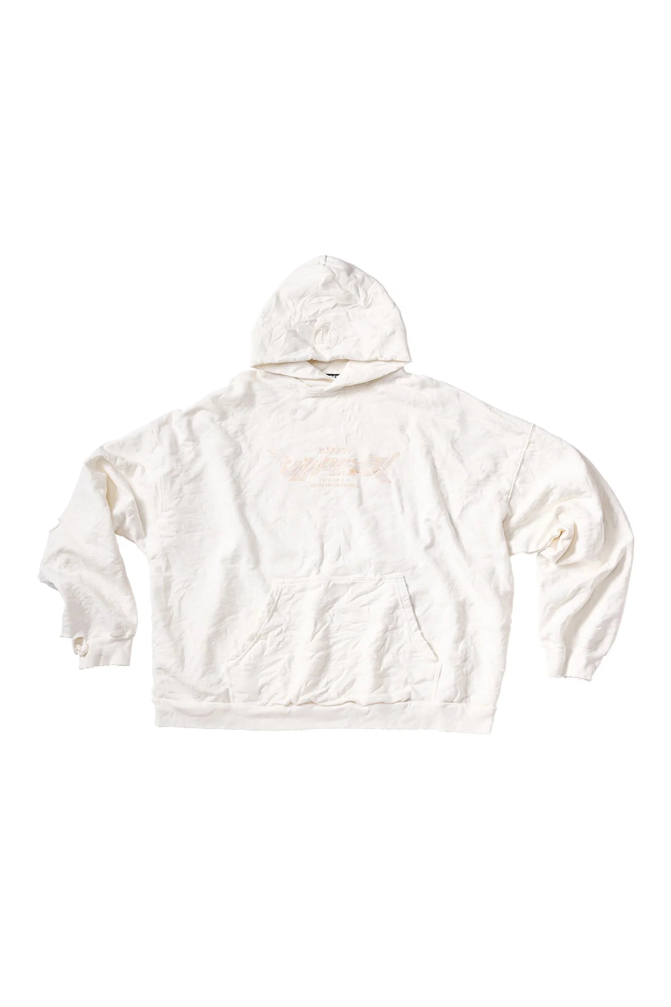 ULIPERY Dirty Fit Distressed Crinkled Hoodie White